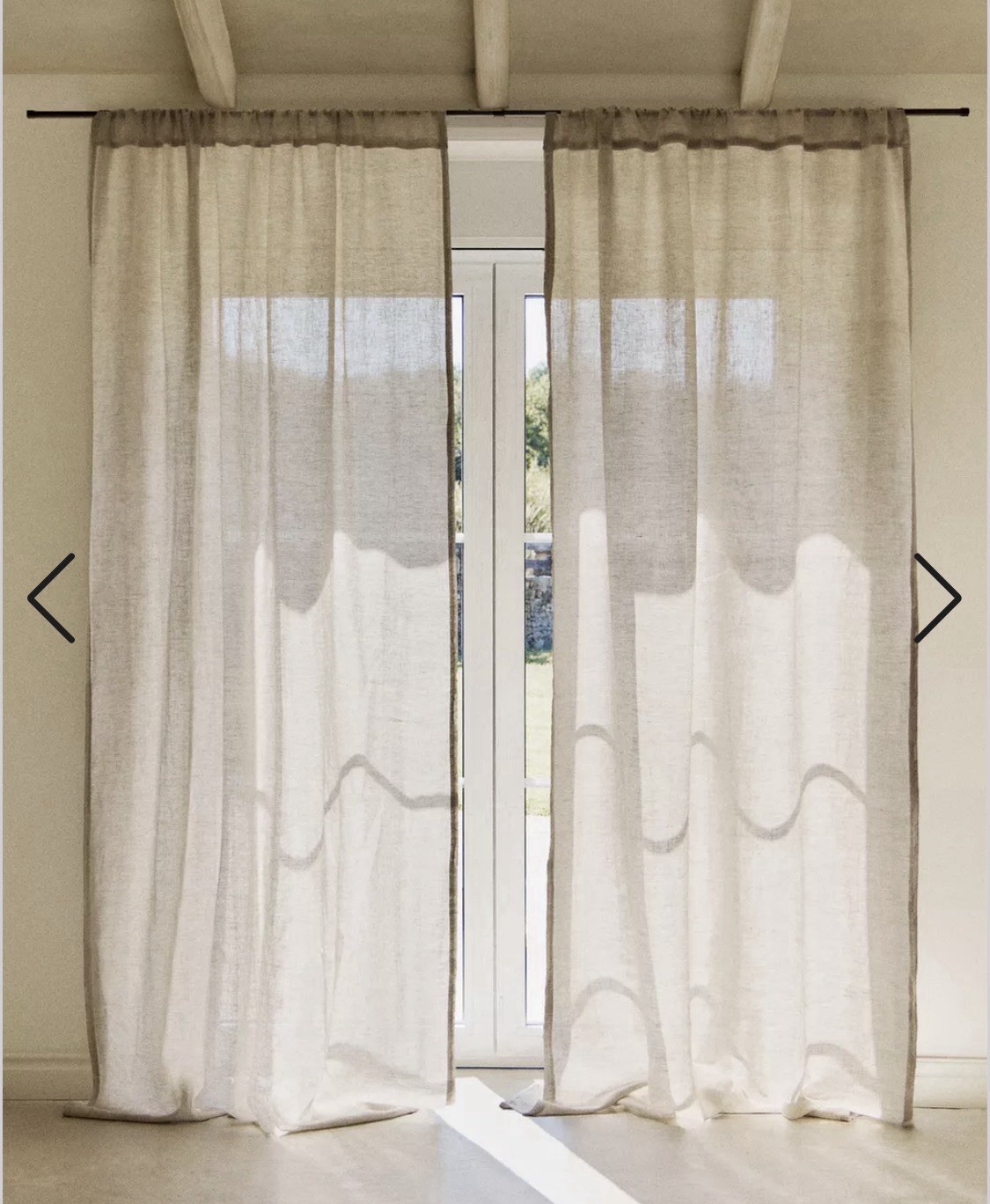 Zara Home 100% Linen Washed Linen Curtain Medium Opacity Single Panel 55×106.5”