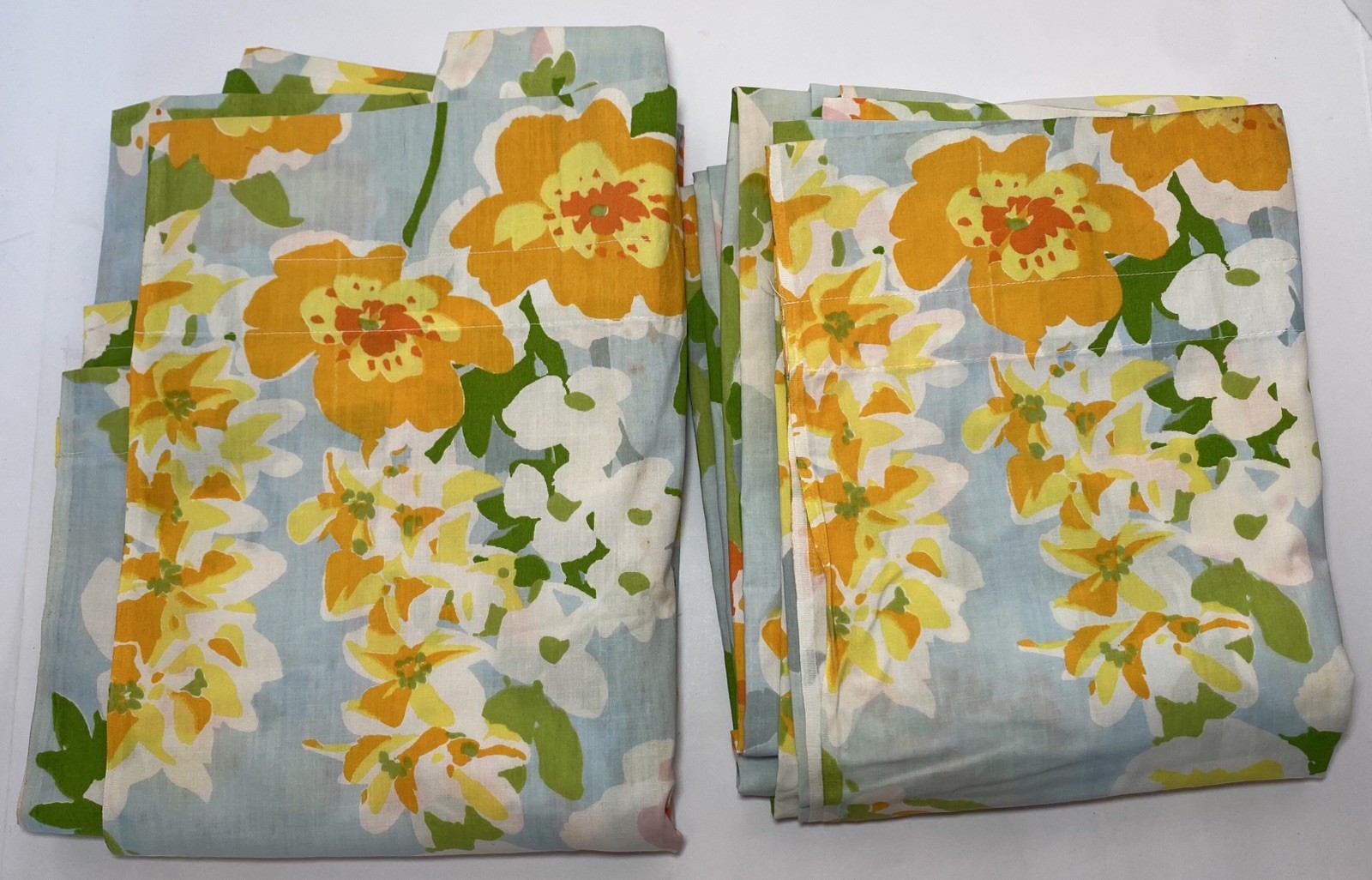 2 Flower Power Cotton Sheets Made Into Rod Pocket Curtain Panels TWO 96x66x2=132