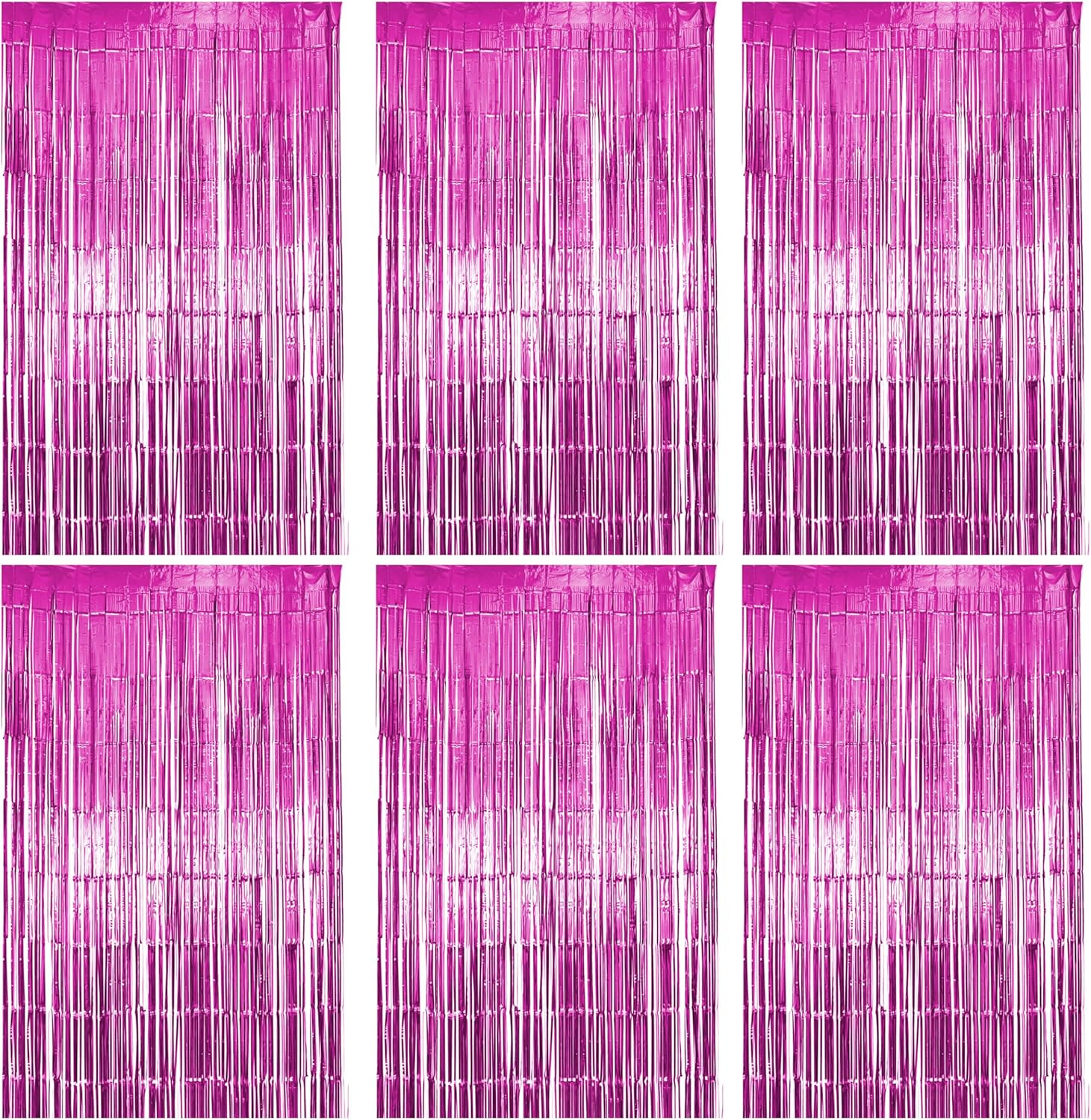 2 Pack Pink Fringe Backdrop, Pink Tinsel Backdrop Curtains, Decorations for Baby