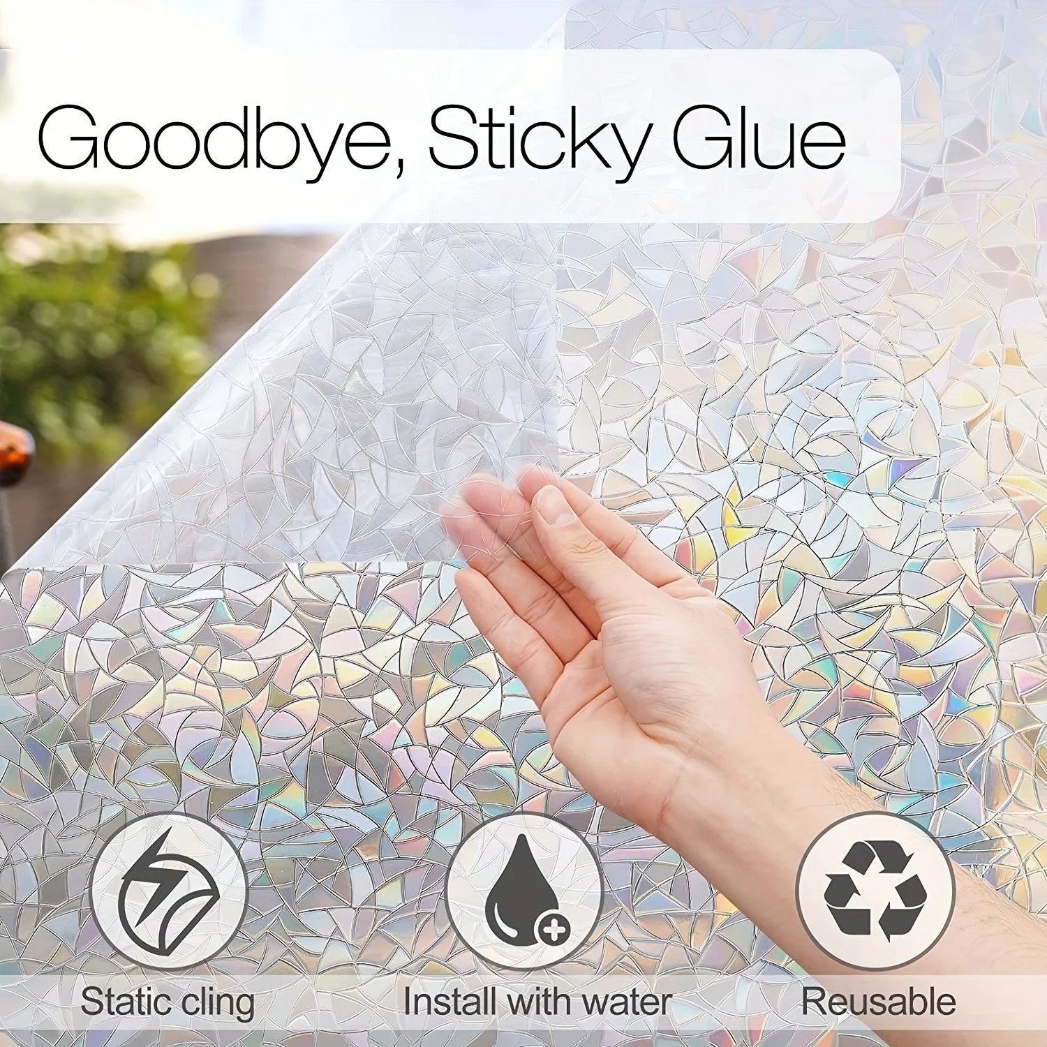 Window Privacy Film, Green Vines Leaves Double Sided Static Glass Window Clings