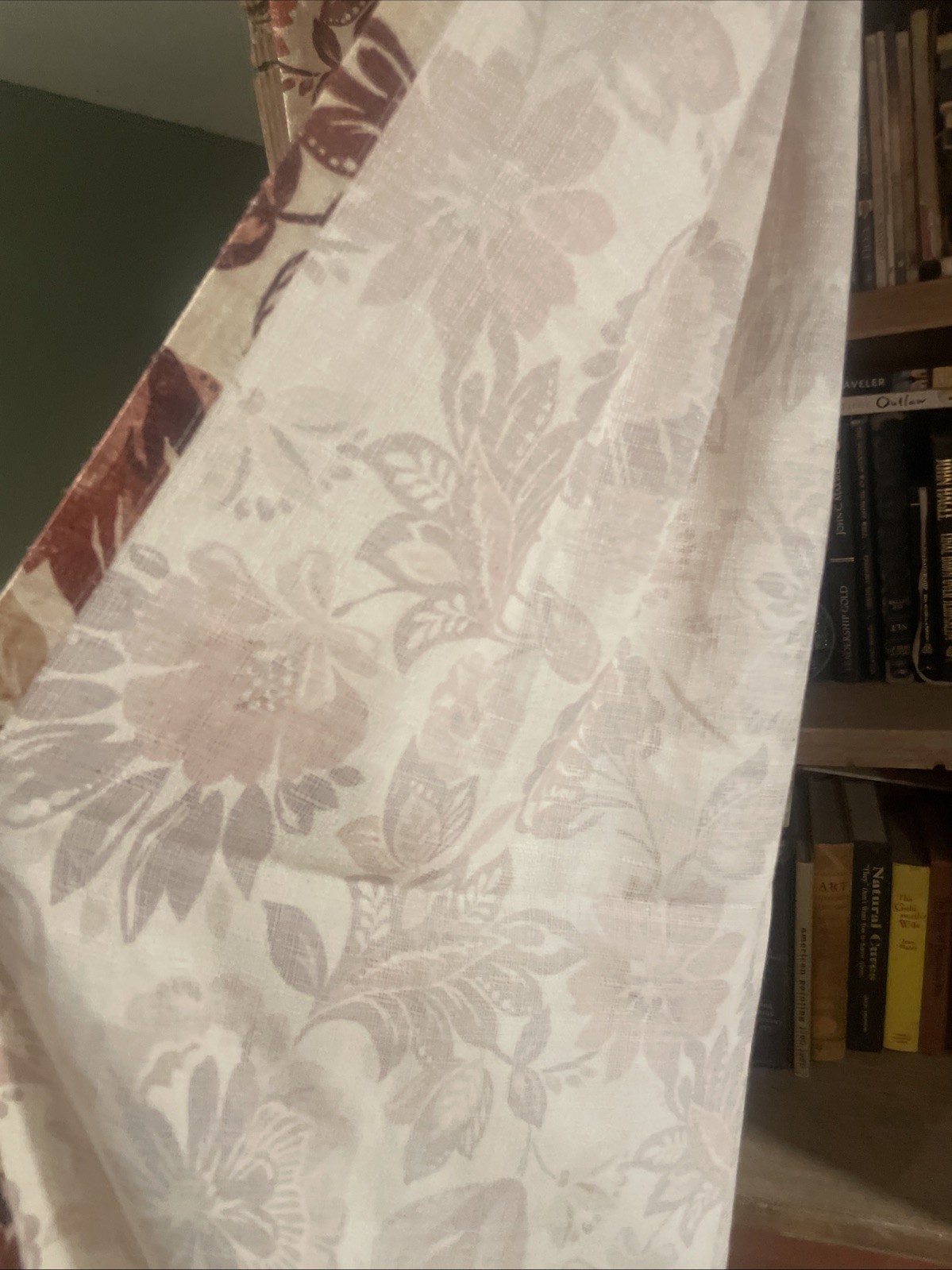 2 Threshold Floral Curtains 41”x 82″ Each Rust Brown White
