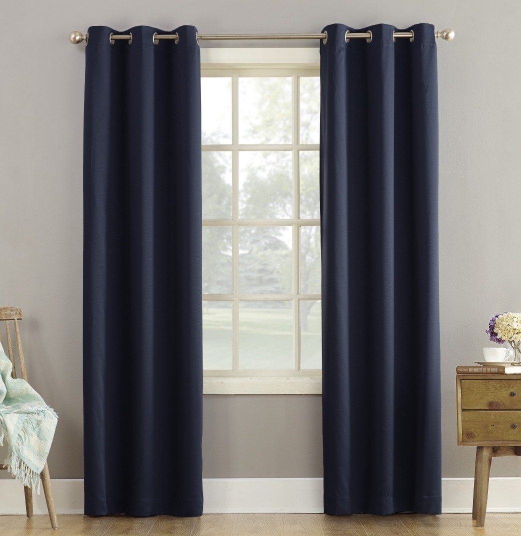 Lichtenberg 40in x 84in Grommet Room Darkening Curtain Panel Navy Blue