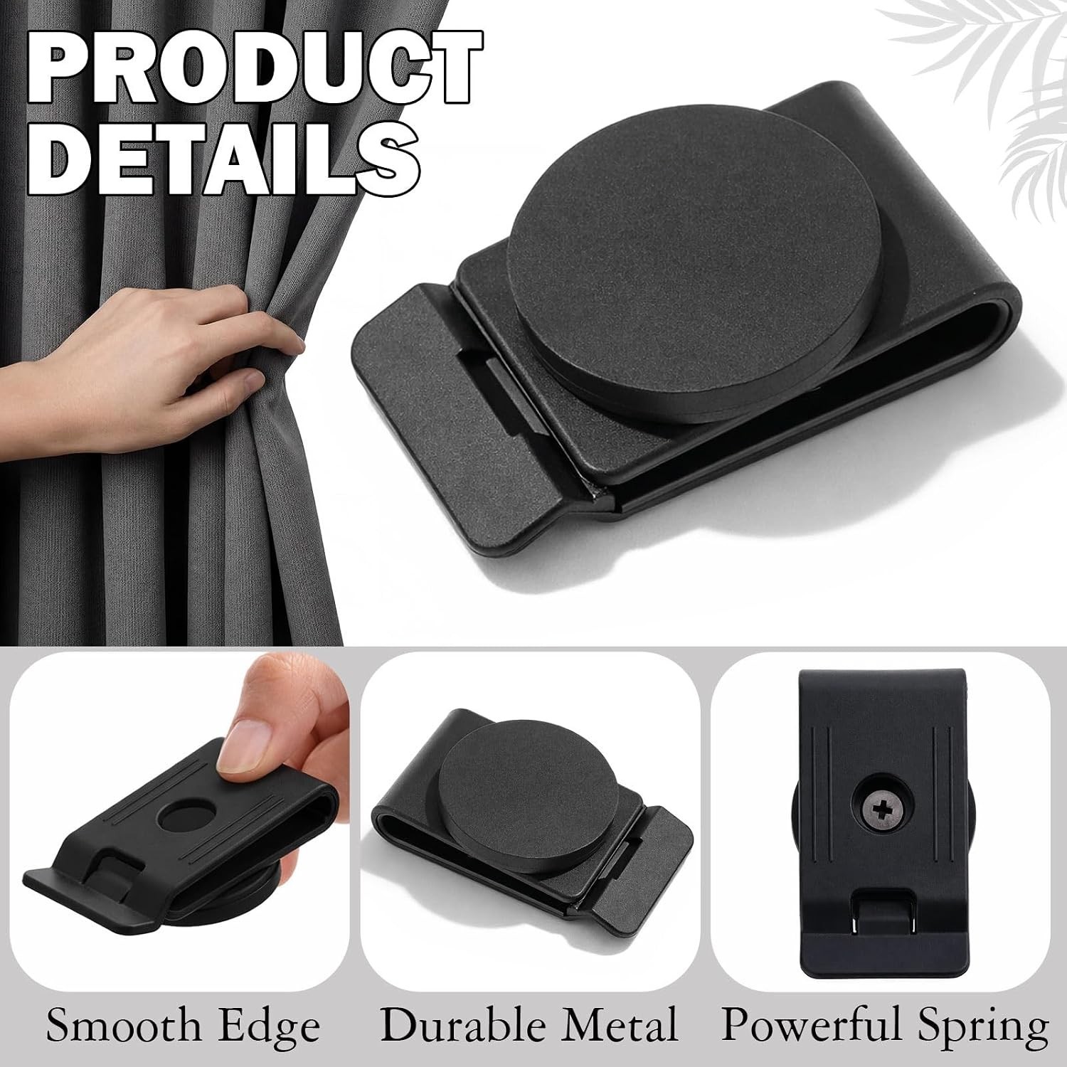 Magnetic Curtain Closures 6 Count Black Waterproof Fabric for Outdoor Use