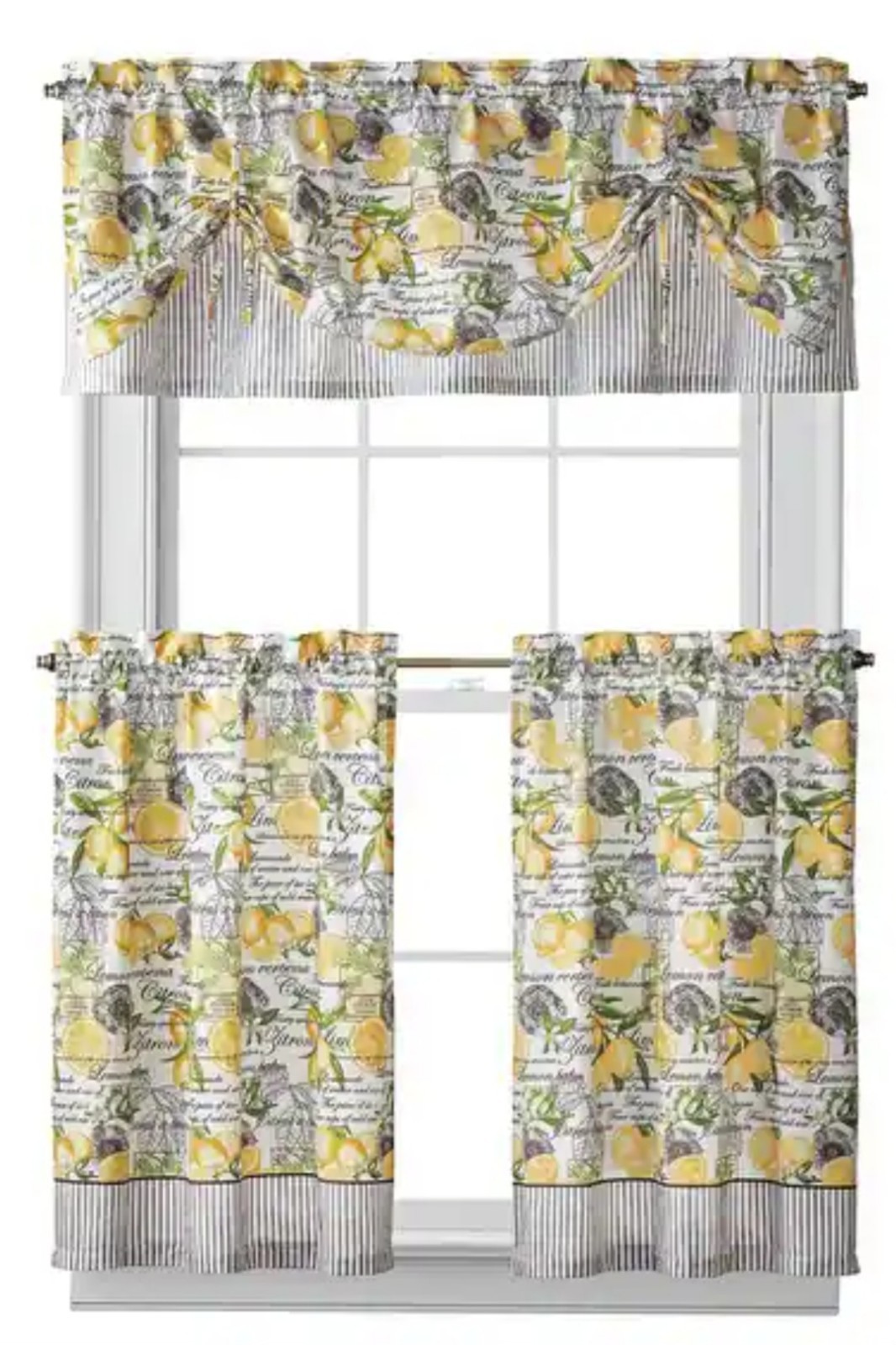 Waverly Lemon Zest Valance Curtain 60 in x 18 in | 152 cm x 46 cm | Cotton/Poly