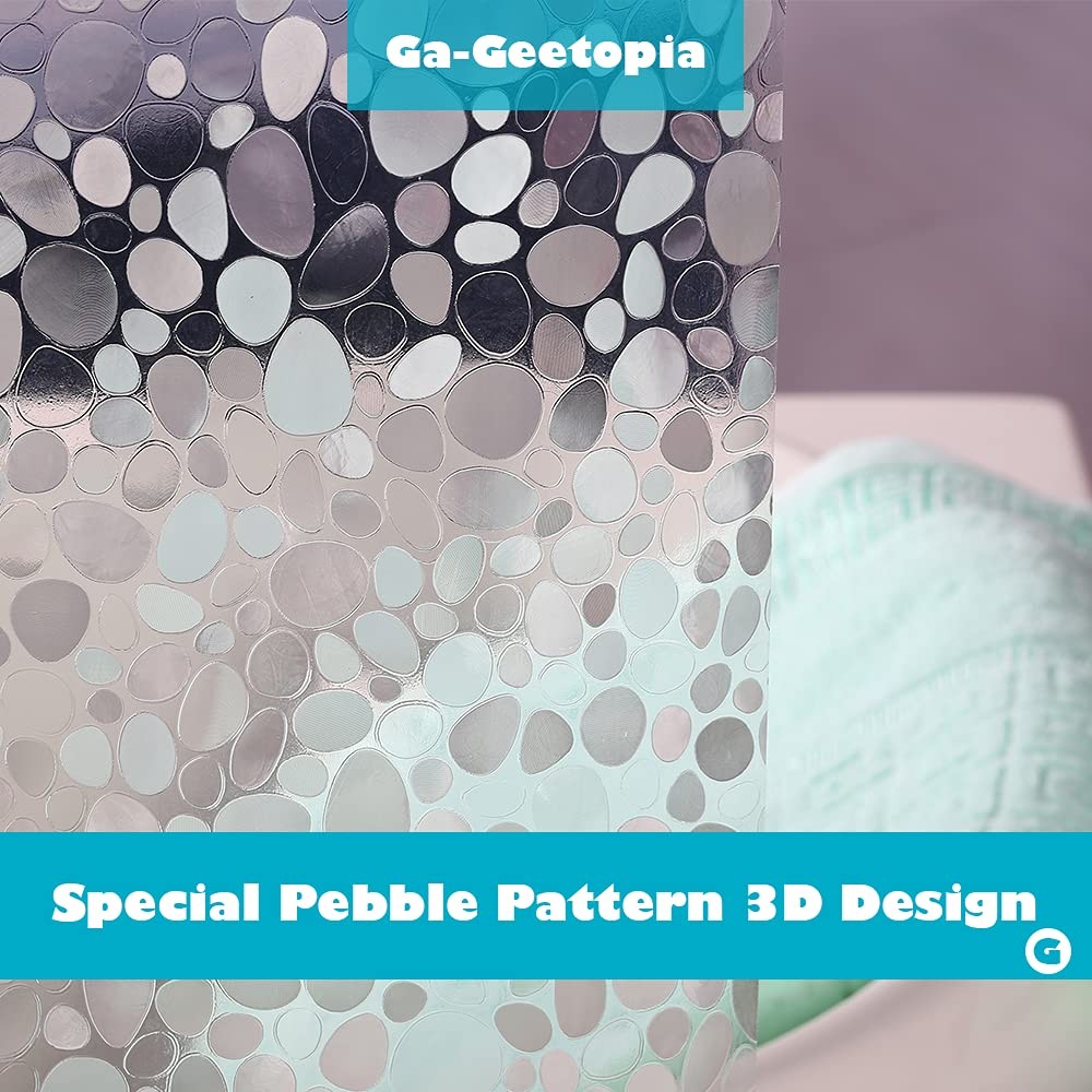 Ga-Geetopia EVA Clear Thin Shower Curtain 72″W x 72″L (Pack of 1), 3d Pebbles