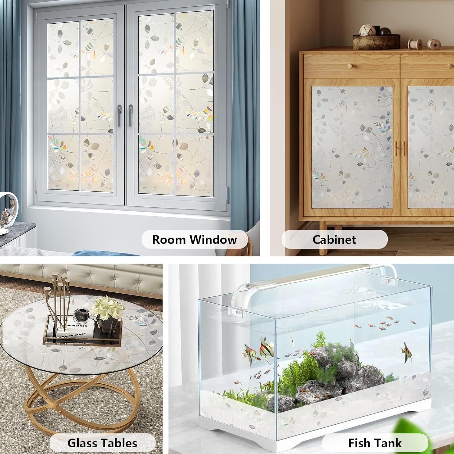 LEMON CLOUD Window Privacy Film Stained Static 17.5 x 78.7 Inch, 3d Leaf