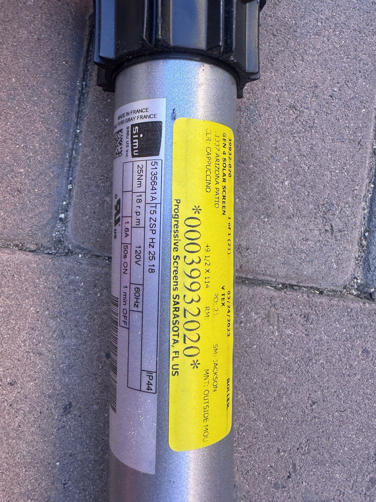 Simu Motorized Roller Shade Gray Metal Outside Mount Model T5 ZSP HZ 25.18