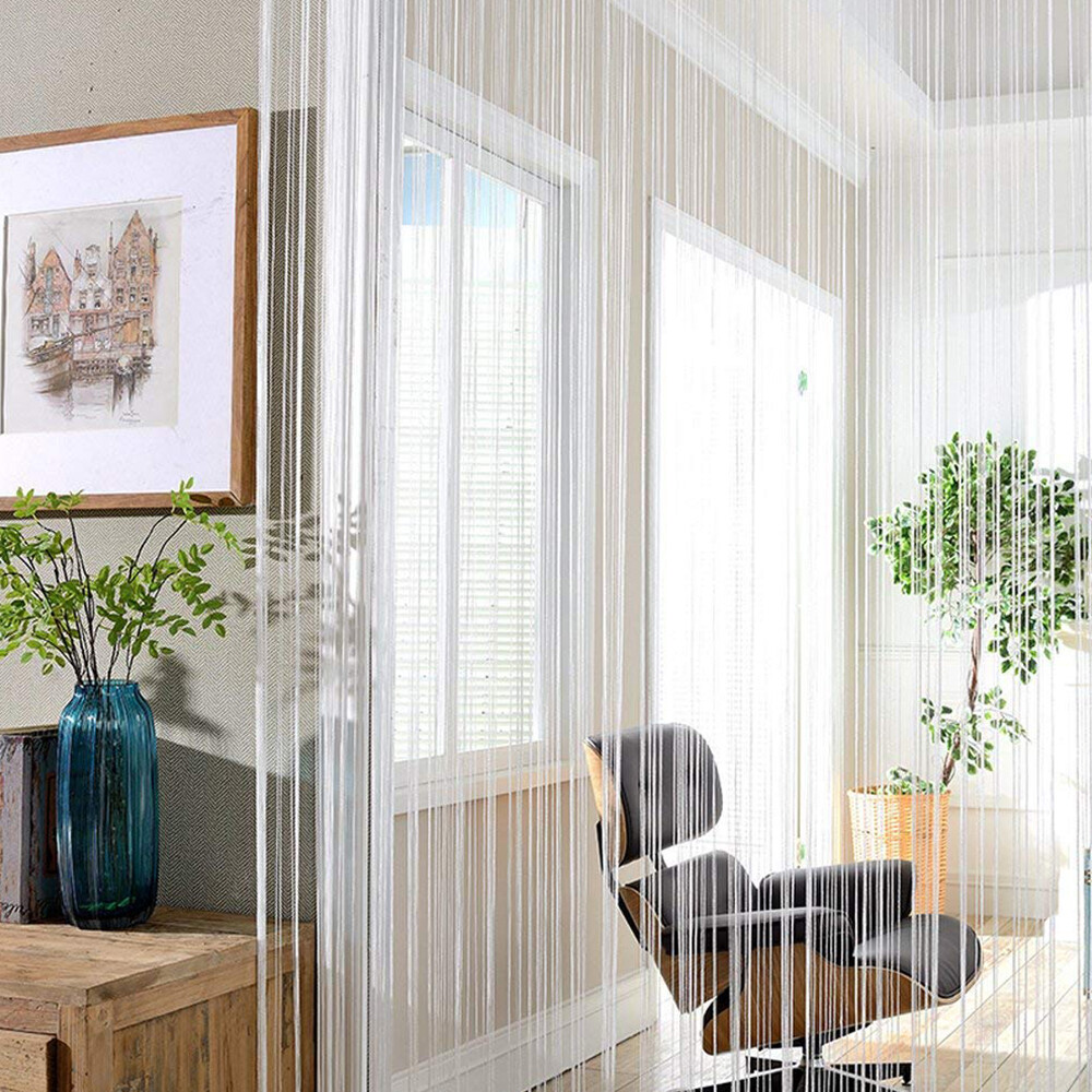String Door Curtain Bead Silver Ribbon Doorway Room Dividers Window Panel Tassel