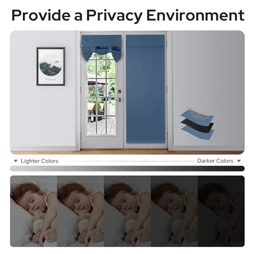 Blackout French Door Curtain, Privacy Door 26″W x 40″L (Pack of 1) Dark Teal
