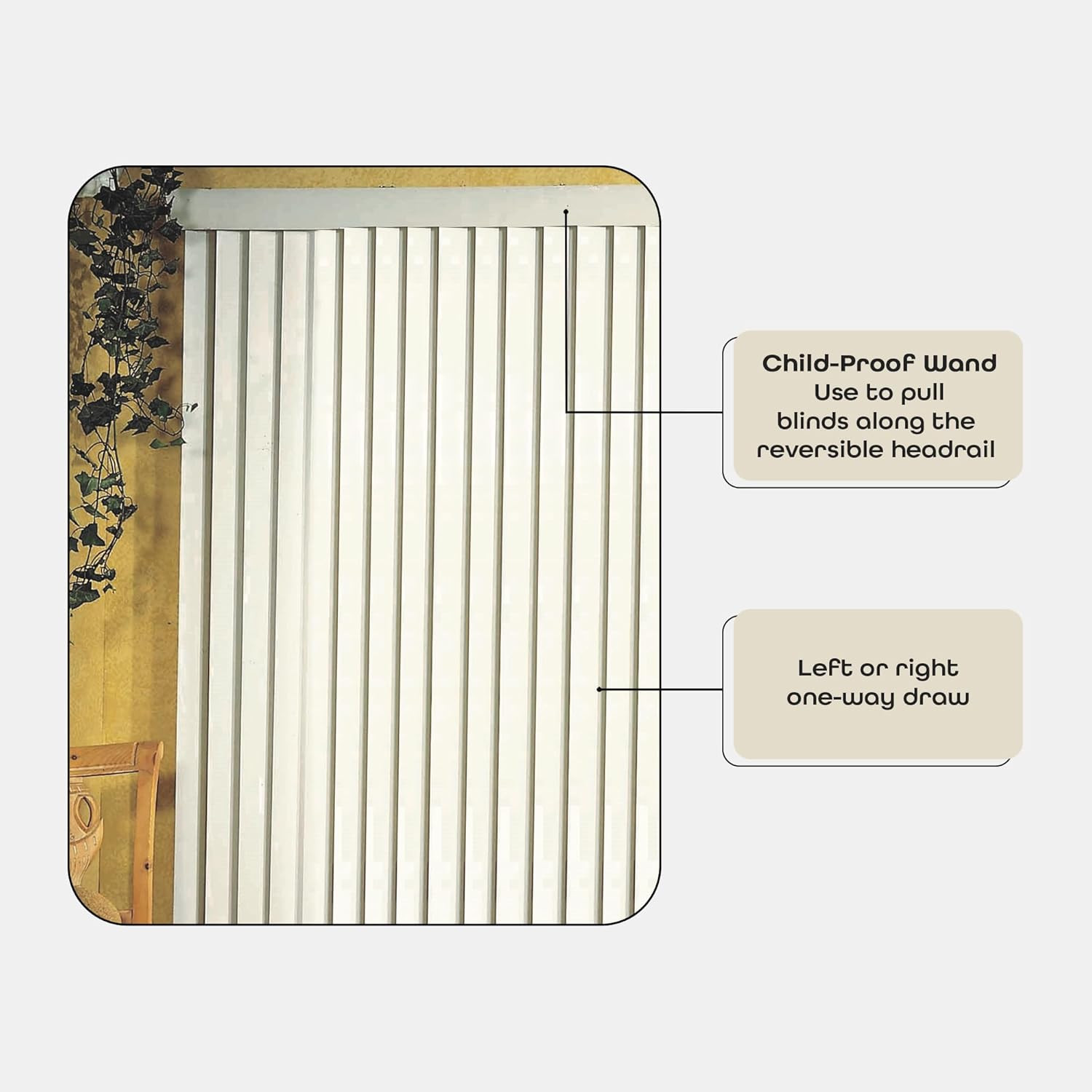 Vertical Hard Window Patio Blinds – White, 84″ L X 78″ W Plain & 3-1/2-Inch Vane
