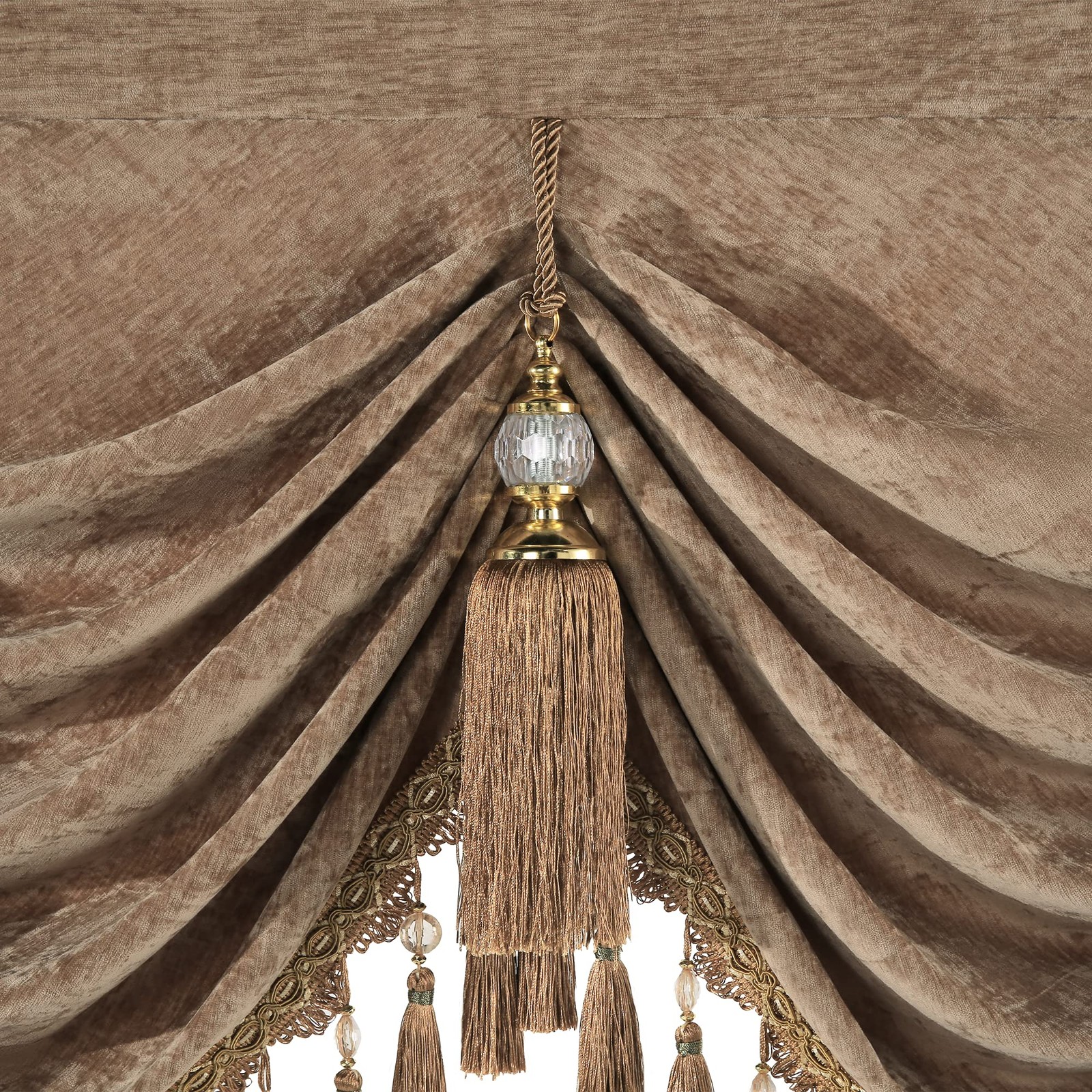 Thick Chenille Waterfall Valance for Living Room, Luxury Swag Valances with