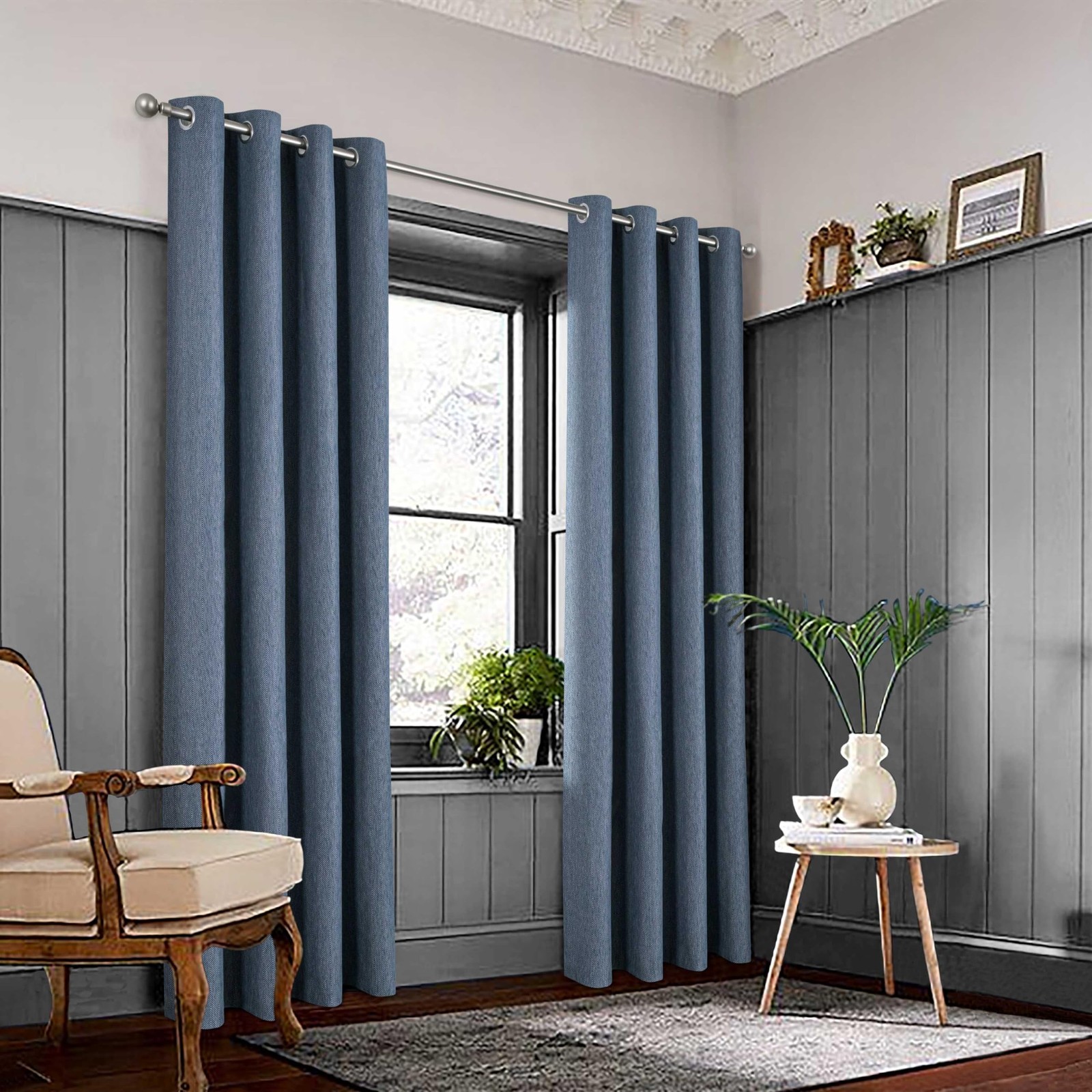 100% Blackout Jumbo Herringbone Pattern Curtains for Living Room 54 * 84 Inch…