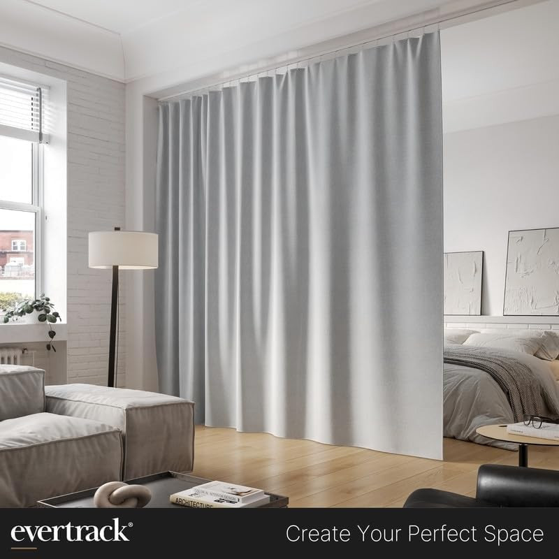 Ceiling-Mounted Curtain Track – 16ft Pure White, USA Made Drapery Rail