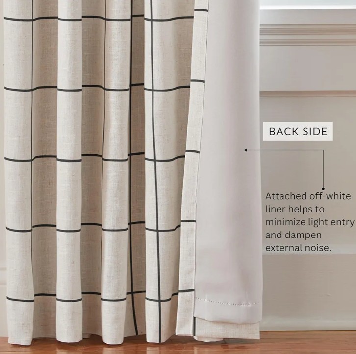 Window Curtains Poly/Linen Ivory 2 Panels BLACKOUT 52″ X 95″ Window Drapes