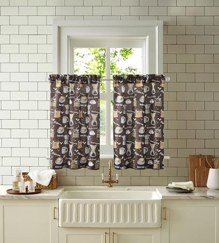 Slub Kitchen Curtains Window Tier Valance Set Farmhouse Short Café Coffee