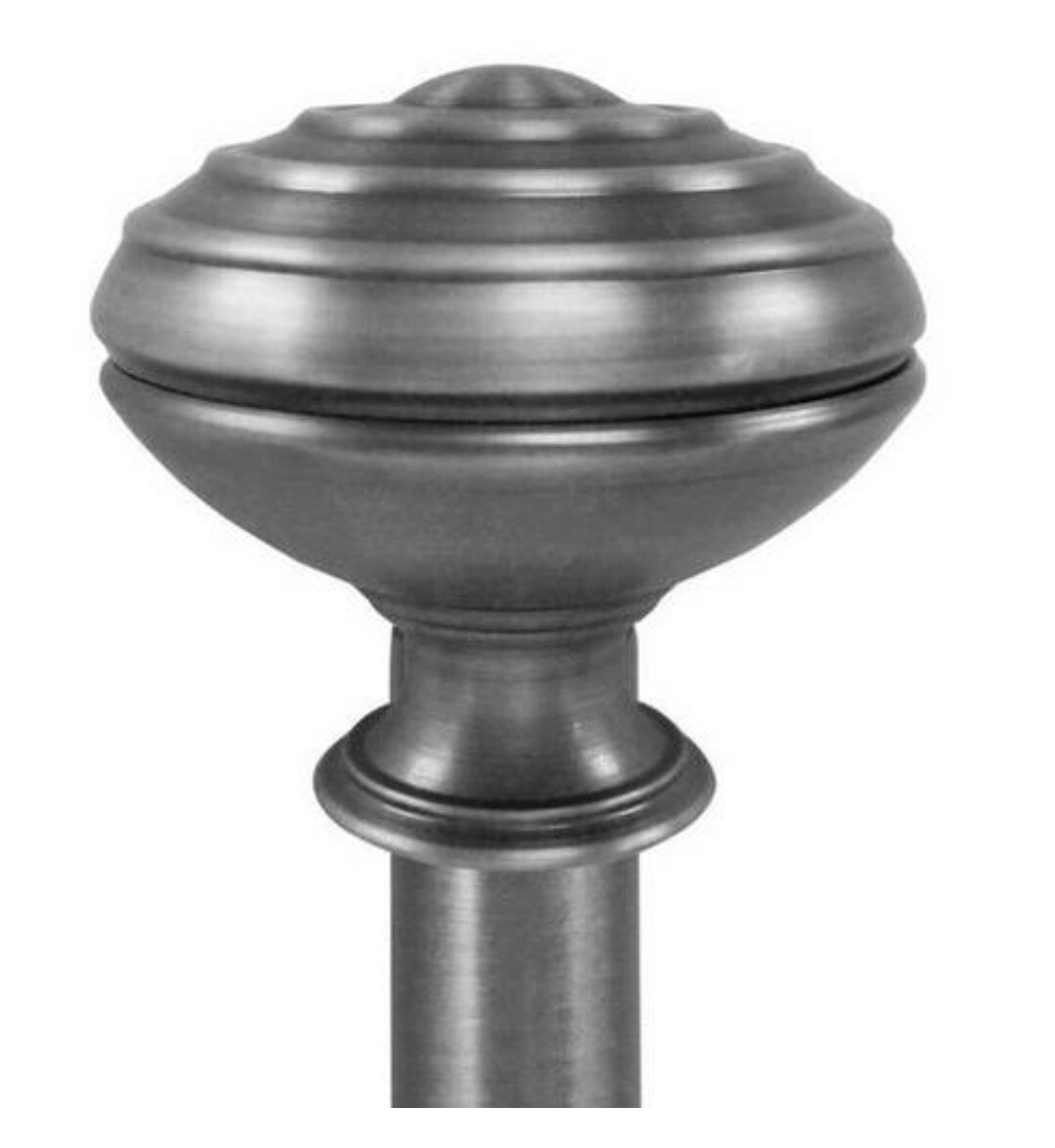 (2!) HDC 66”-120”” Telescoping 3/4″ Curtain Rods Antique Pewter Door Knob Finial