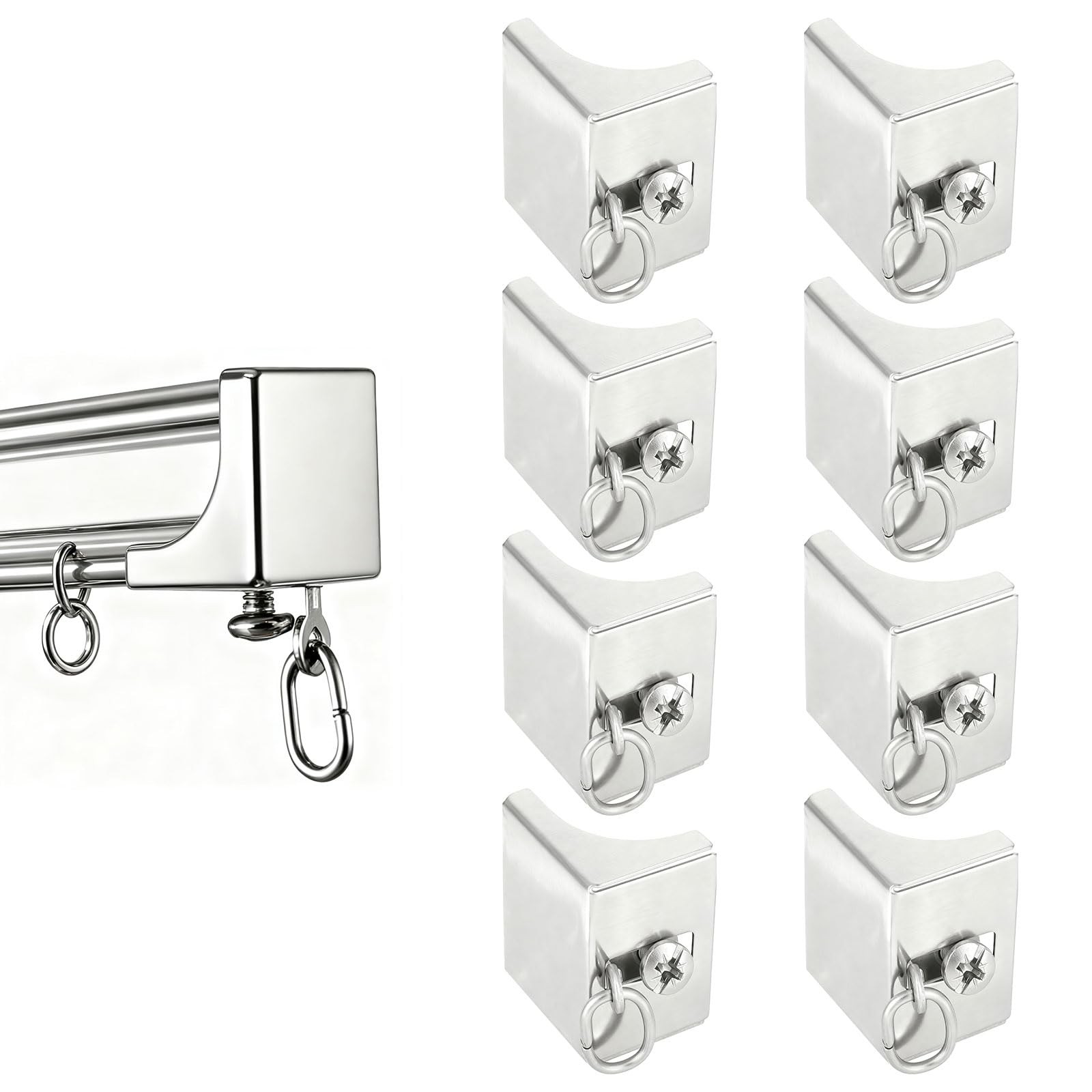 8pcs Ceiling Curtain Track End Caps, 2×2.3×2.8cm/0.79×0.91×1.1in Iron Curtain…