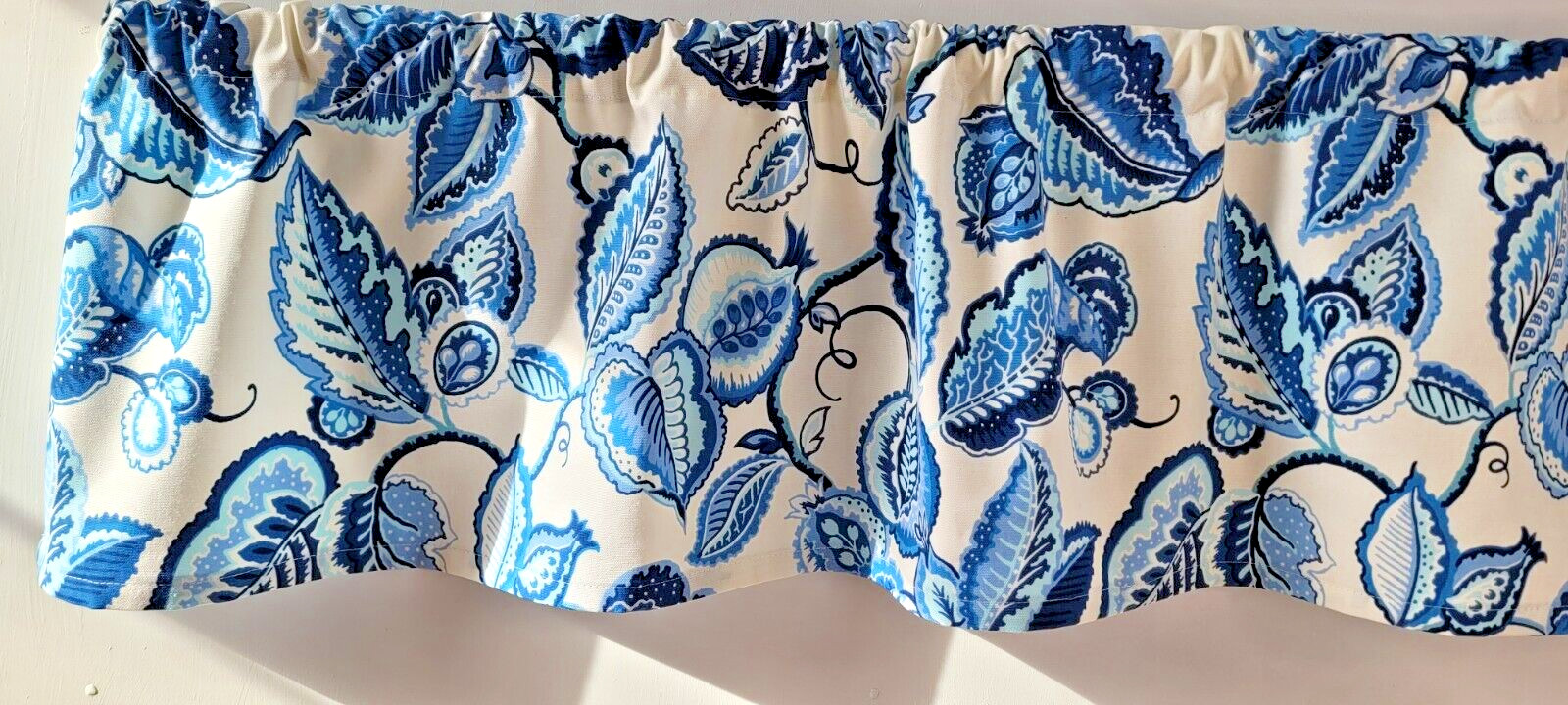 Blue and White Valance, Waverly Fantasy Fleur Valance Curtain