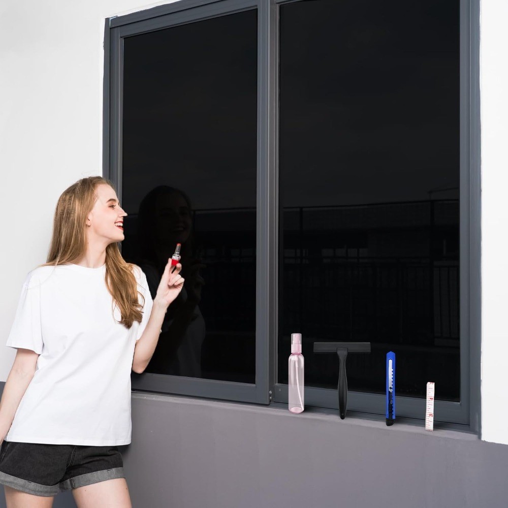 Total Blackout Window Privacy Film Static Cling Removable Reusable Malleable