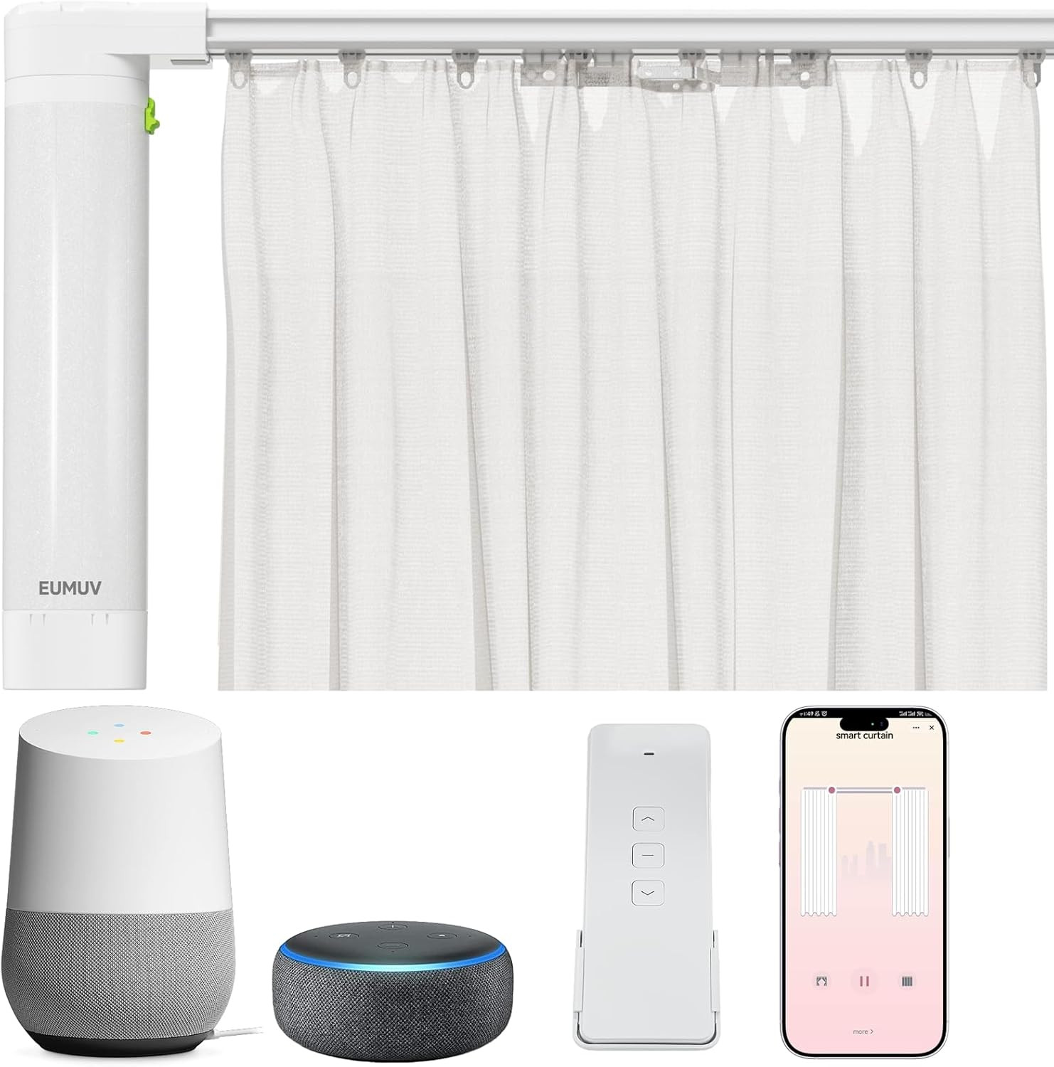 Smart Curtains System, Electric Curtain Track with Automated Rail, Motorized Cur