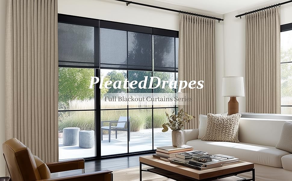 70 Inch Extra Wide Memory Trained Pinch Pleated Blackout Living Room Curtains