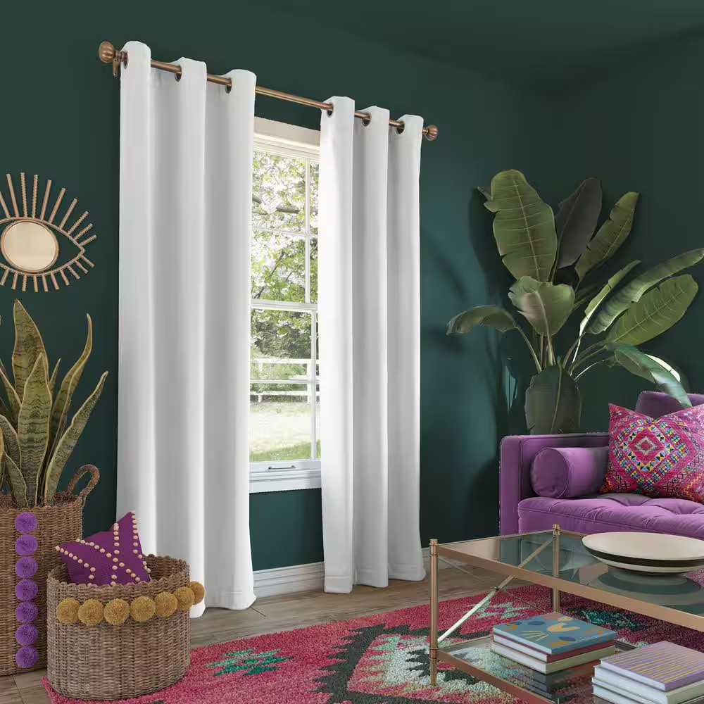 Riley Kids Bedroom 40 In. W X 63 In. L Blackout Grommet Curtain Panel in White
