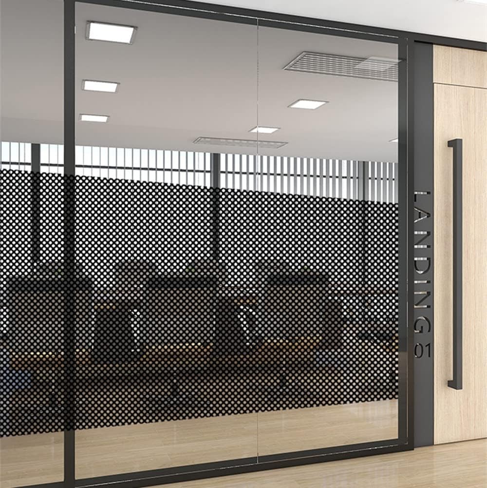 Oneway Perforated Black Vinyl Privacy Window Film Electrostatic Adhesive Glass..