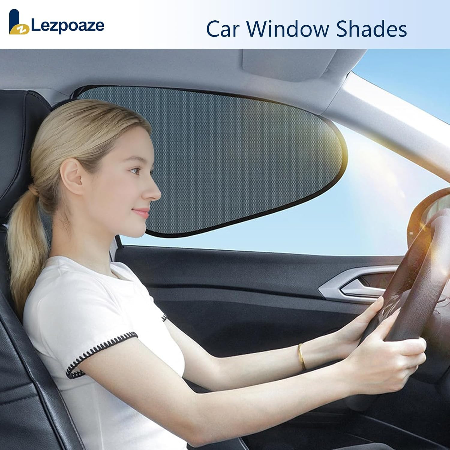 2-Pack Car Window Shades | Mesh Static adsorption Side Window Anti-UV Sunshade C