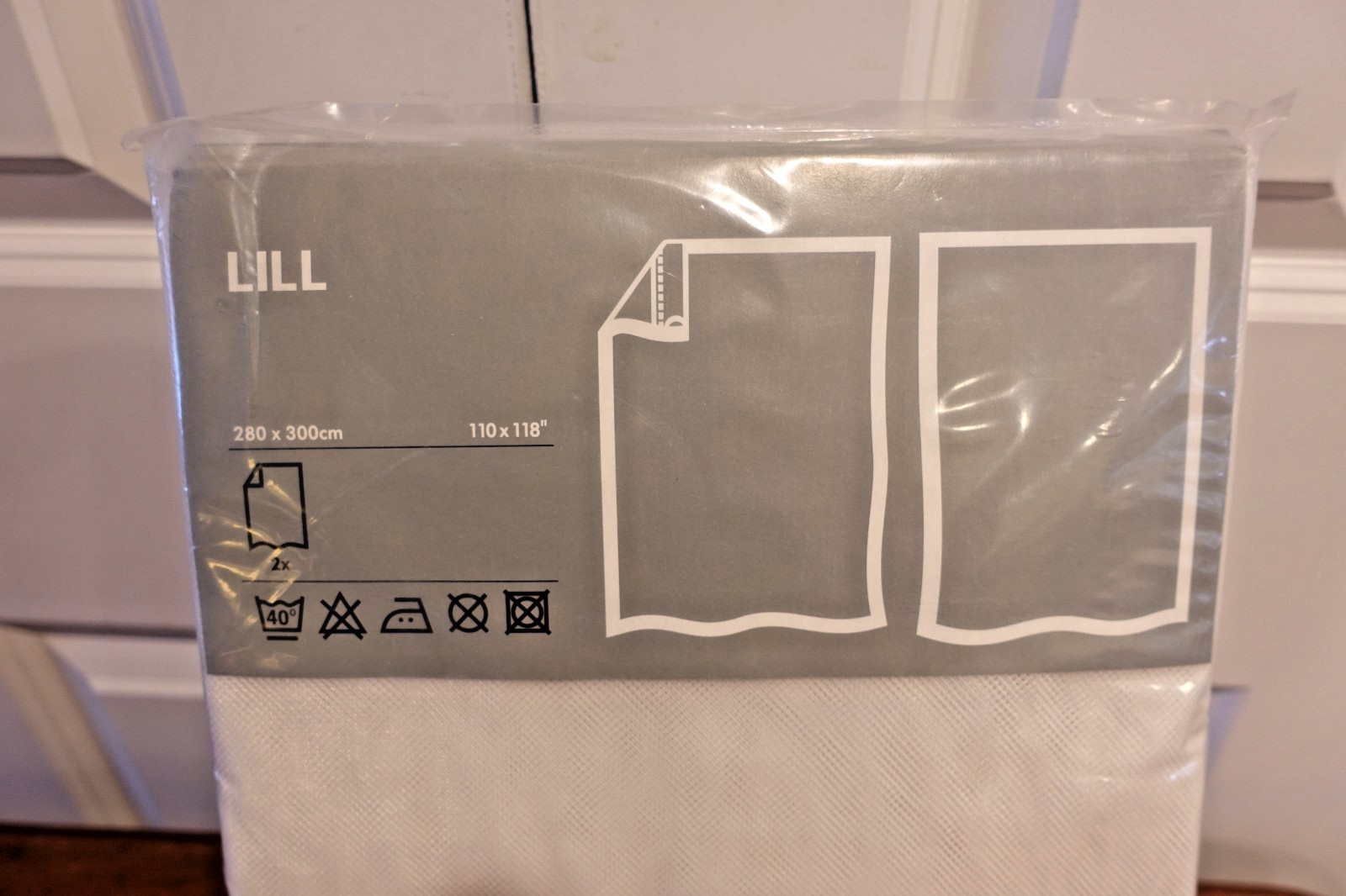 NEW! IKEA 110x118in LILL Sheer Curtain Panels White Polyester Netting -2 Panels