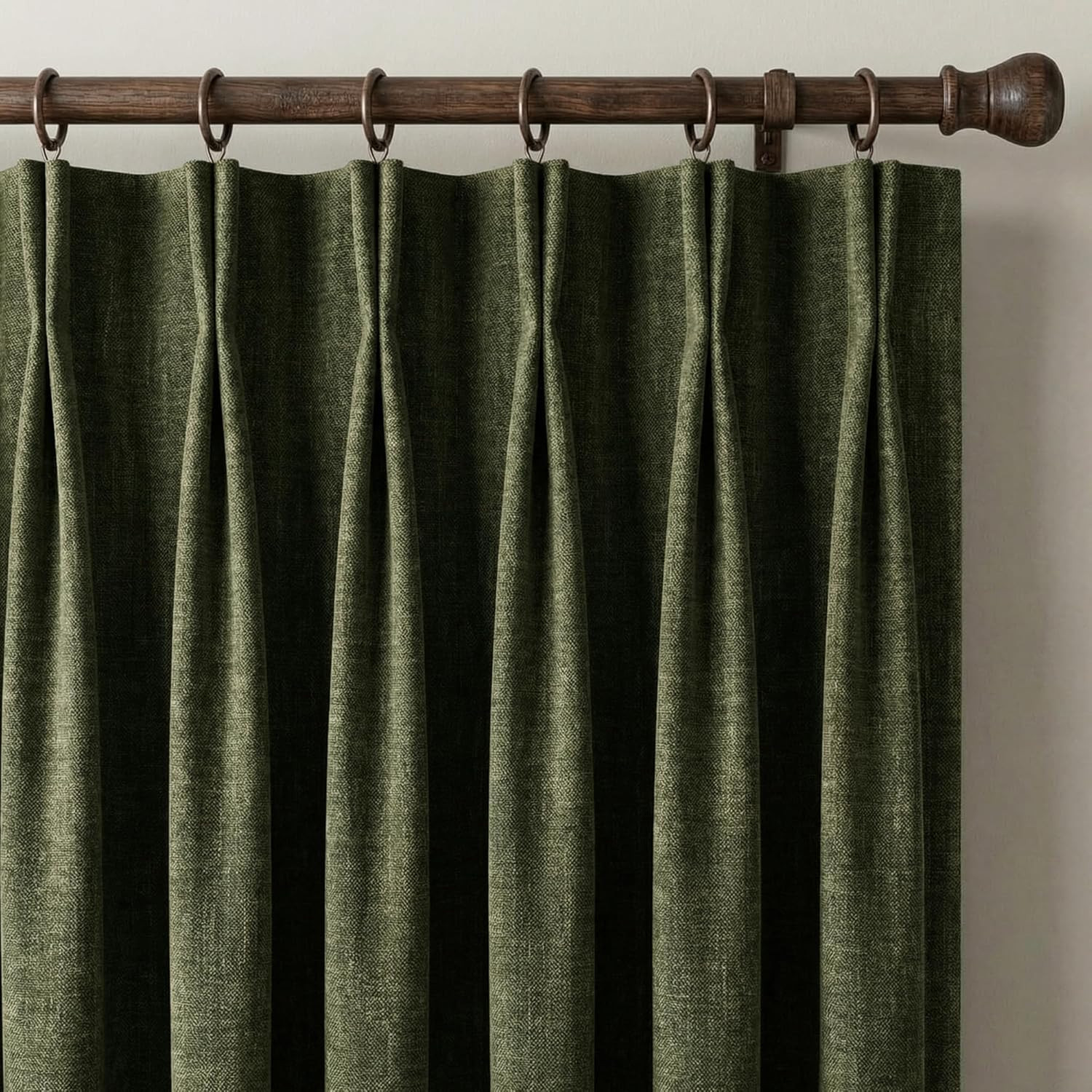 Vintage Olive Green Room Darkening Curtains 90″ Long – 2 Panels
