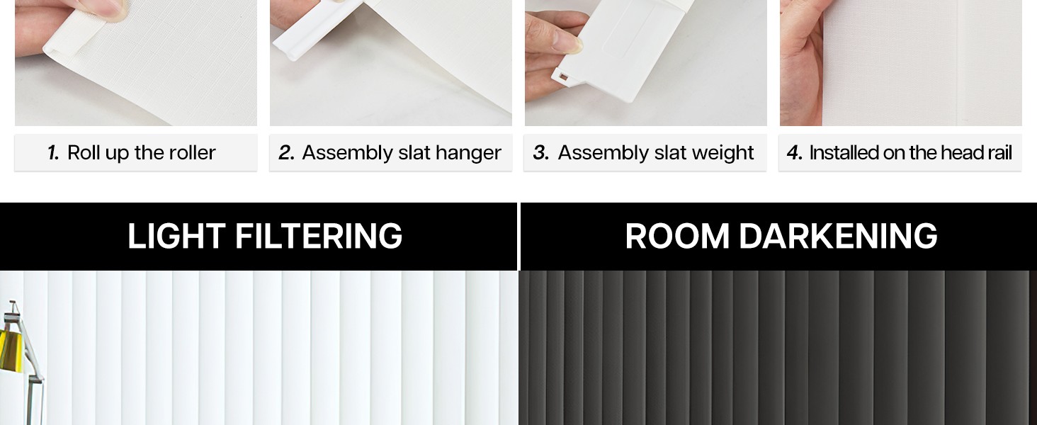 Vertical Blinds Replacement Slats, Room Darkening 34pcs | Fabric Slats for