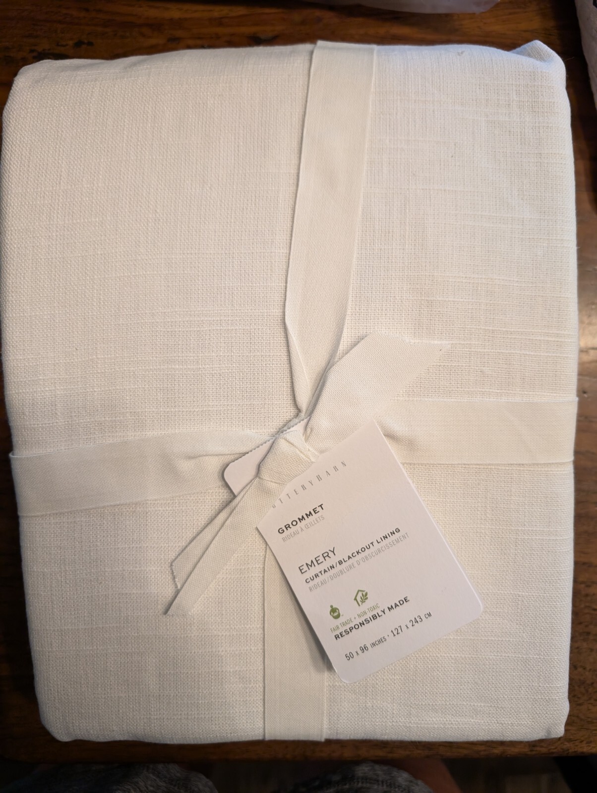 POTTERY BARN Emery Matte Black Grommets Drape-50×96″-Blackout -White-New