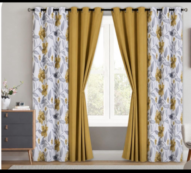 4 PIECE THERMAL BLACKOUT CURTAIN SET GROMMET SOLID/PRINTED 84’in LONG