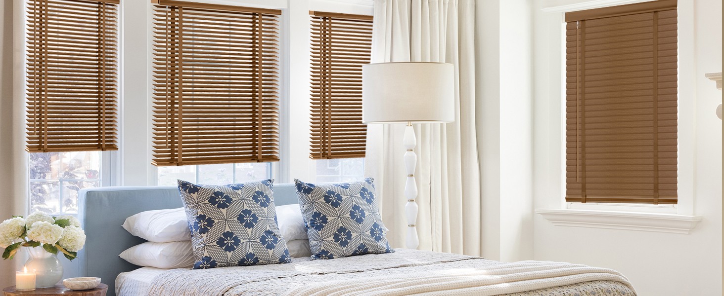 2″ Cordless Solid Wood Blinds for Indoor Window,52.5″ W x 60″ H Real Wooden