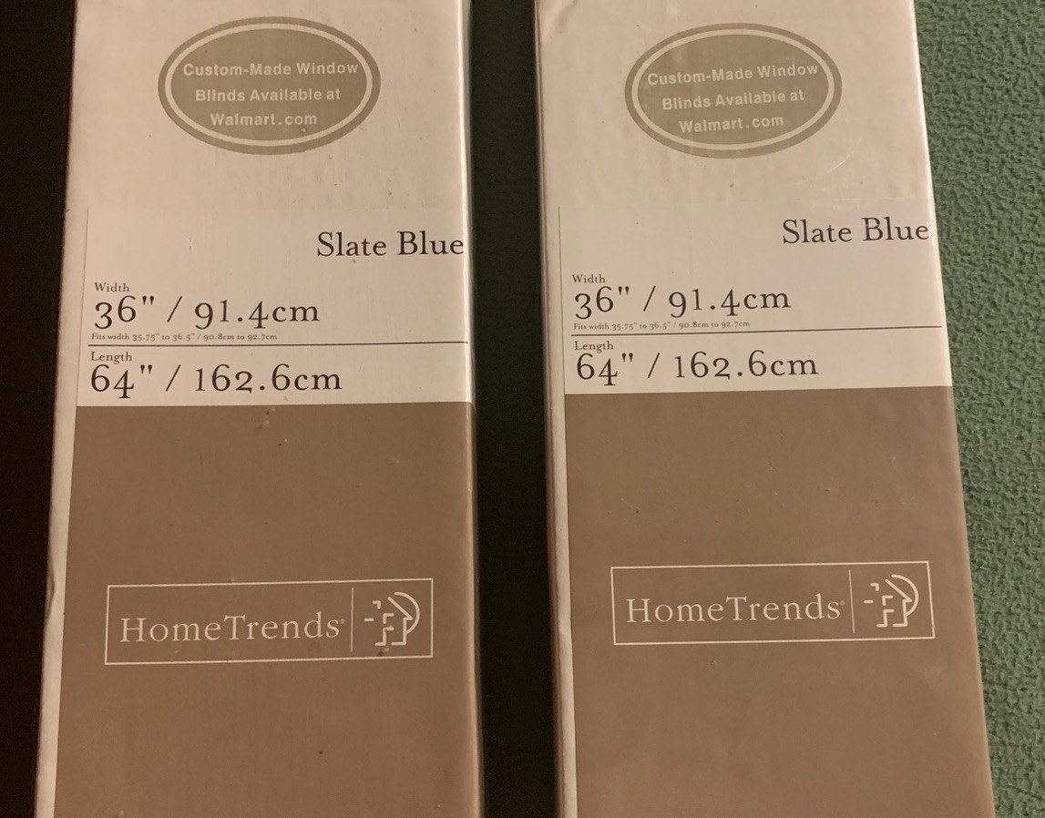 Lot of 2 NEW Home Trends Slate Blue Room Darkening Vinyl Mini Blinds 36″ x 64″