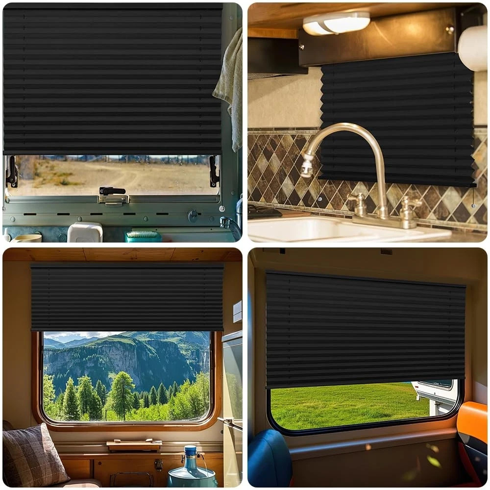 RV Blinds Camper Window Blackout Shades Curtains 50″ W x 32″ L w/Install