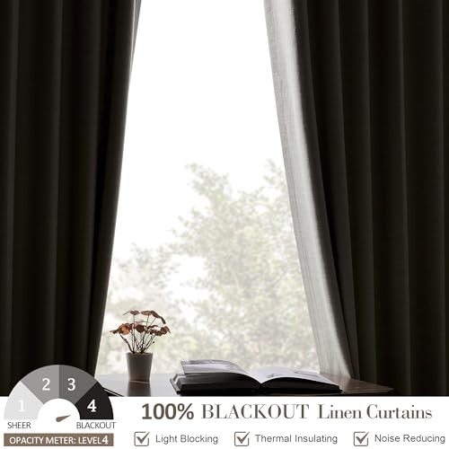 Blackout Curtains 54 Inch Long for 50″W x 54″L (Pack of 2) Greyish Beige