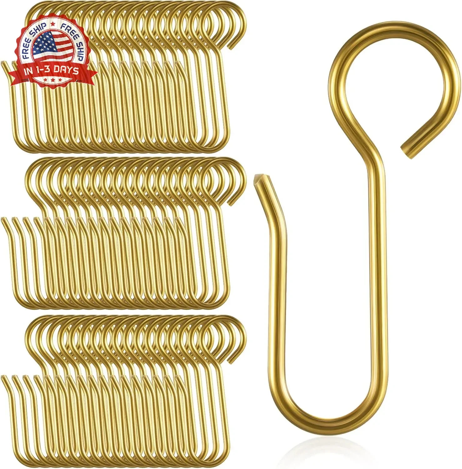 Jetec 60 Pcs Metal Curtain Track Hooks S Shaped Small Curtain Metal Drape Wire H
