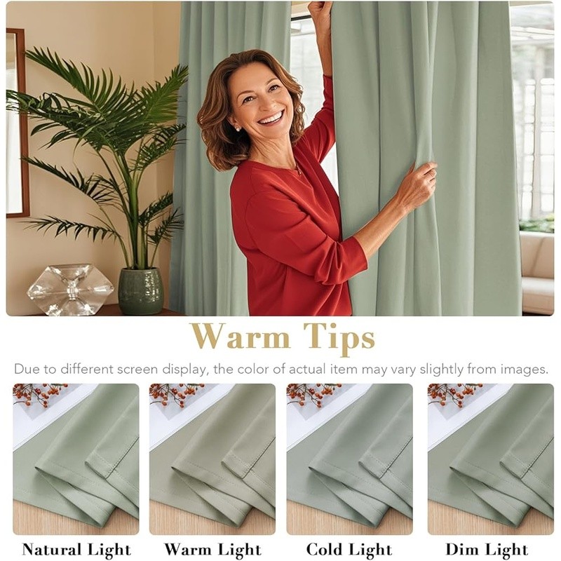 Blackout Thermal Insulated Window Curtains Energy Saving Noise Reducing Panels