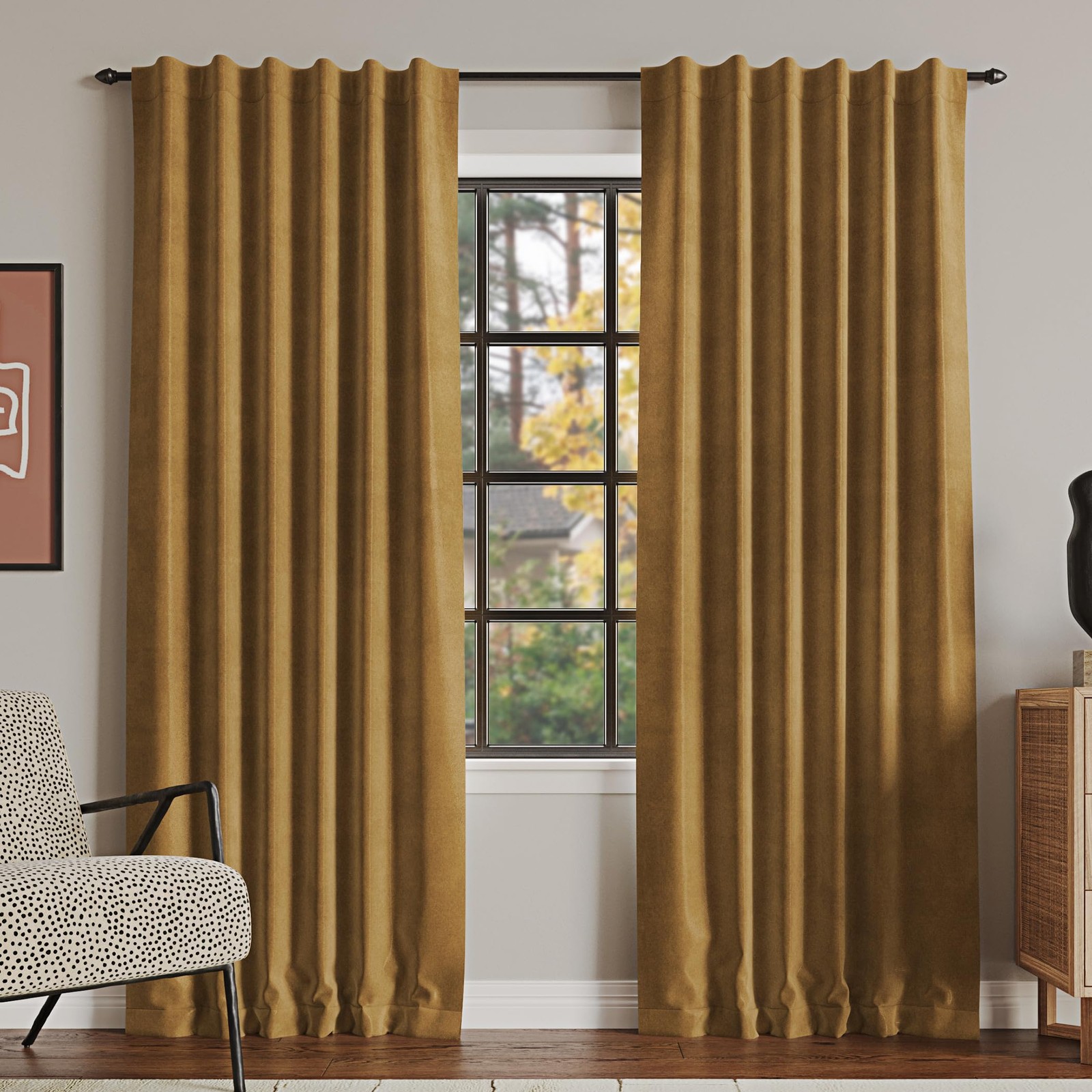 Sun Zero Hampshire Velvet Noise Reducing 50″W x 96″L (Pack of 1), Gold