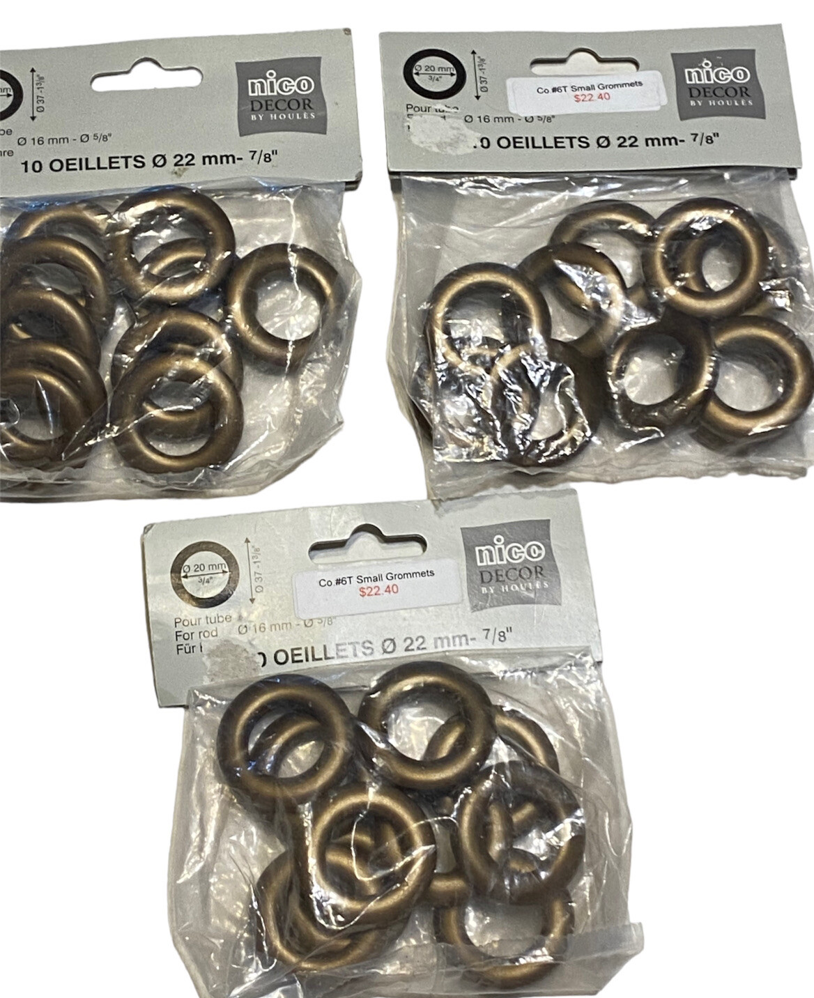 Nico Decor by Houles Curtain Grommets Eyelets Brown Plastic 30 pieces new 7/8”