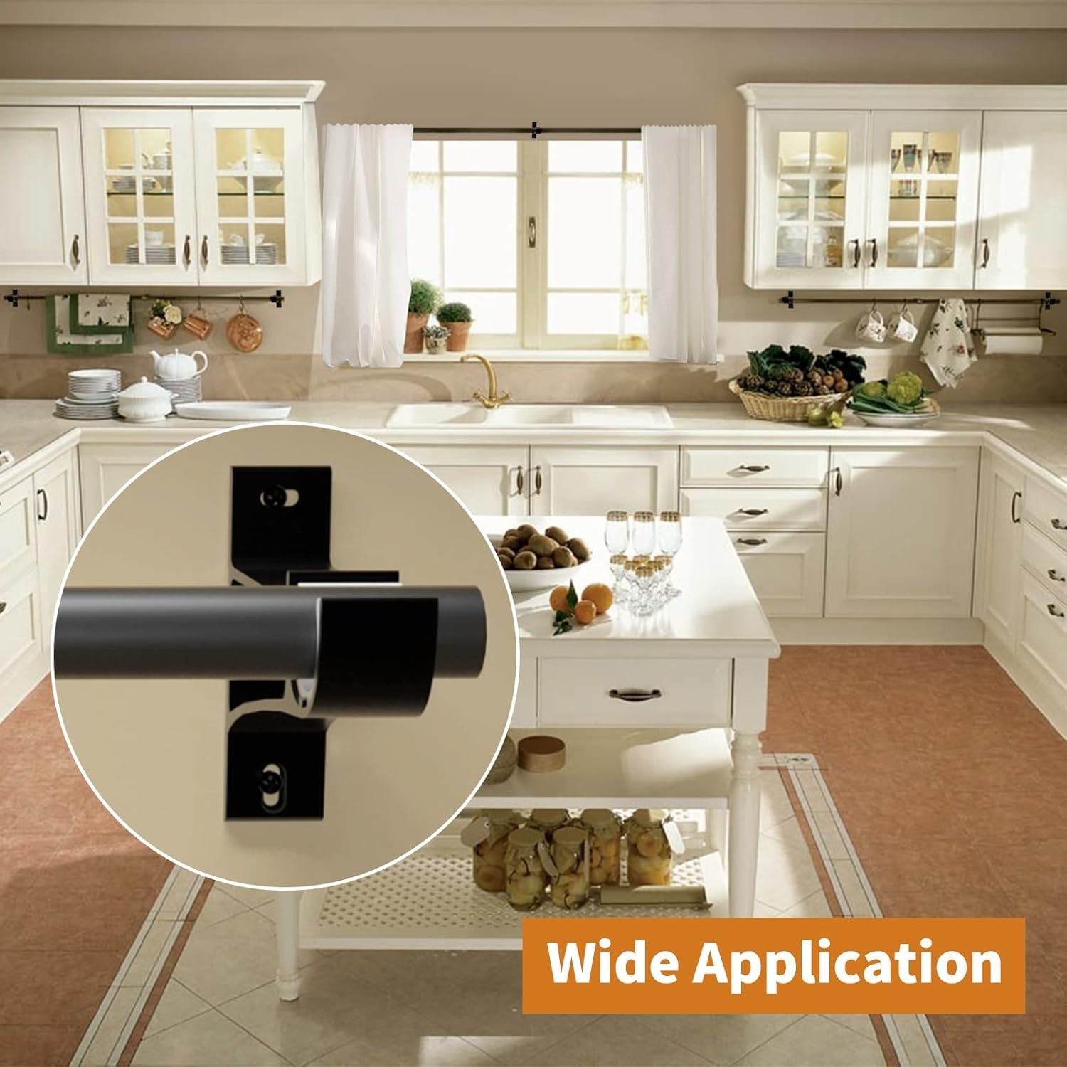 Versatile Heavy-Duty Wall-Mounted Curtain Rod Holders – Set of 4 Black Brackets