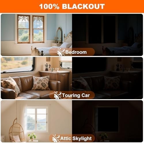 100% Black Out Window Cover Portable Blackout Shades Adhesive Thermal Blackout B