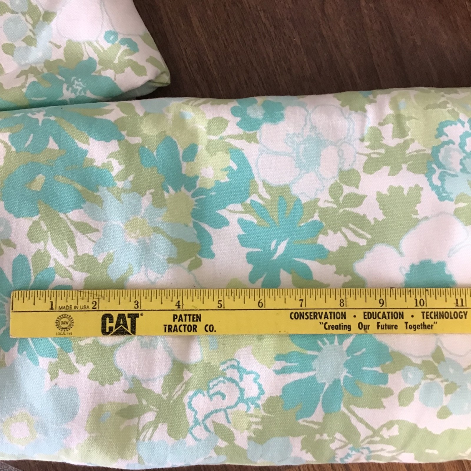 3 Pc Set MCM Vtg aqua green floral Bedspread & Curtain Panels Liz Claiborne
