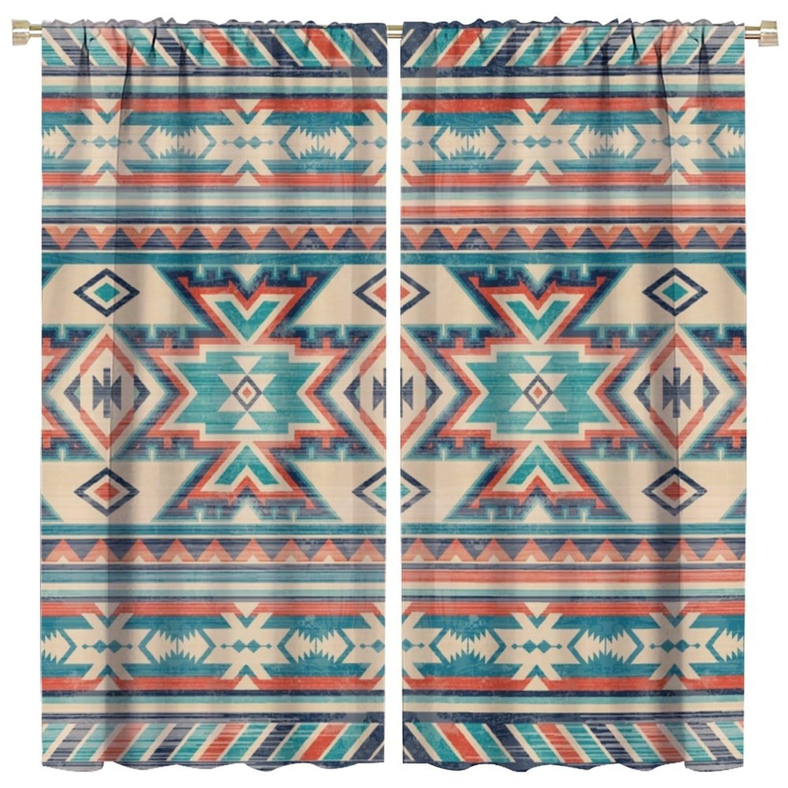 Aztec Thermal Insulated Curtain, Native Western Fantasy Boho Tribal Southwest…