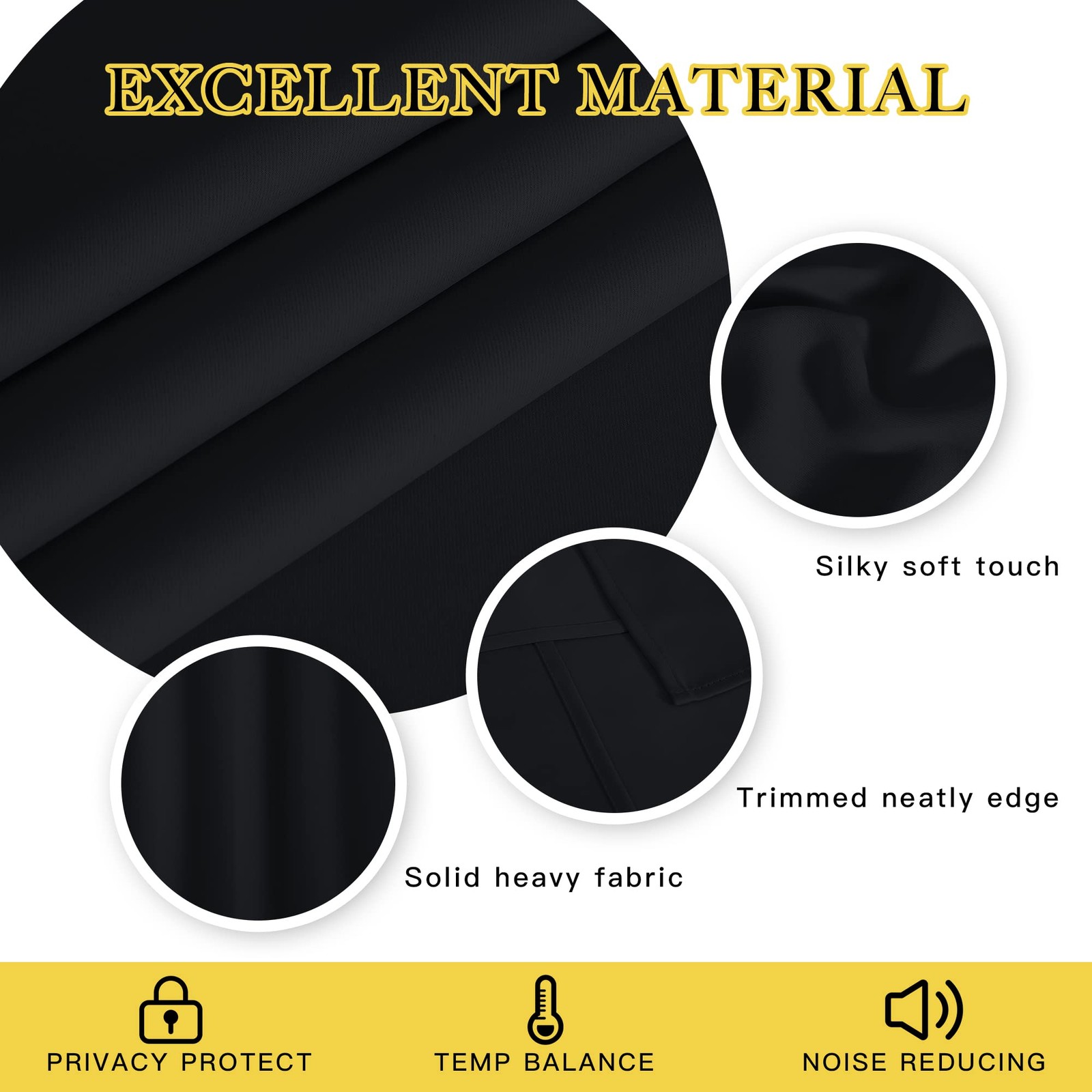 Black Out Curtains 63 inch Long – Grommet Thermal Insulated Modern Room Darke…