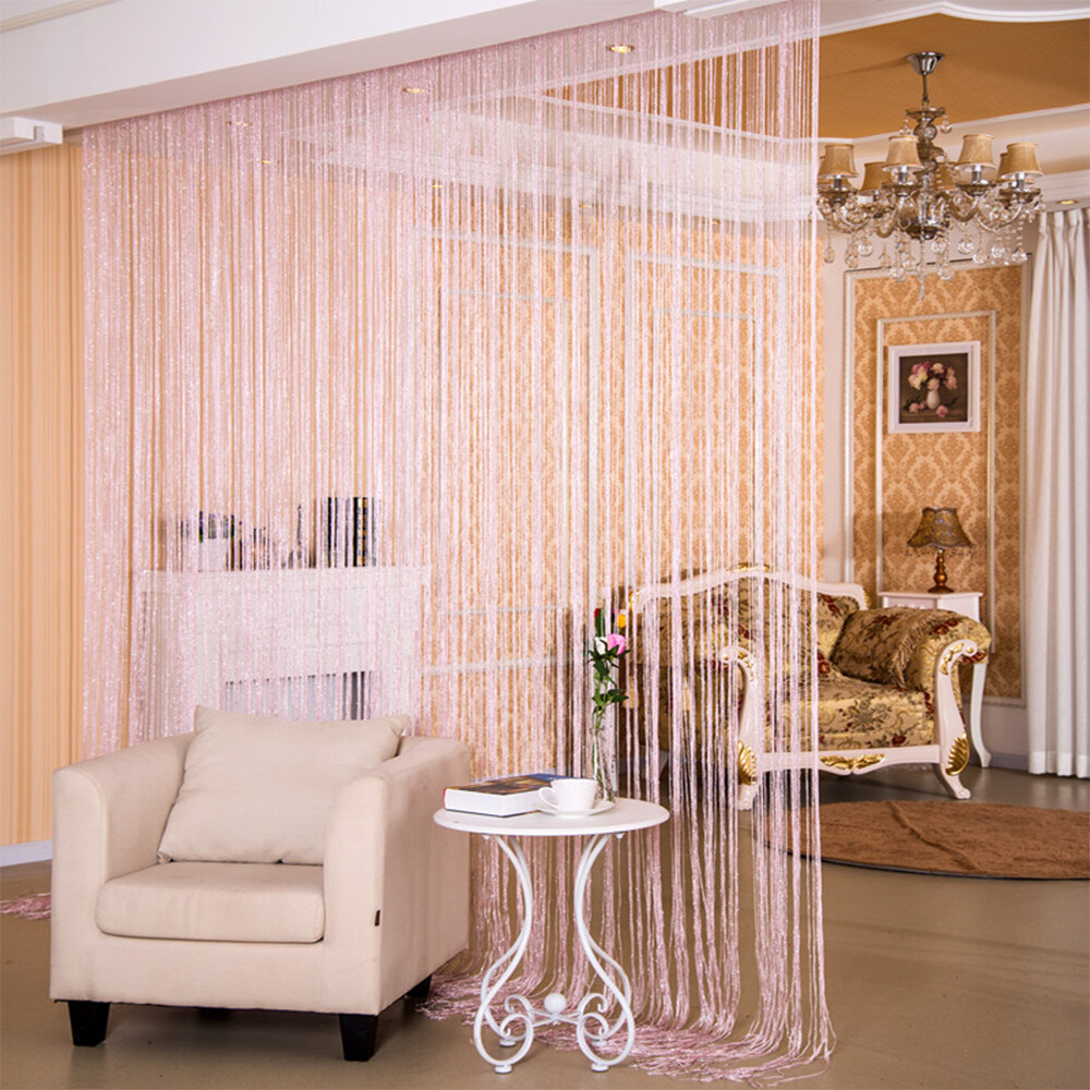 String Door Curtain Bead Silver Ribbon Doorway Room Dividers Window Panel Tassel