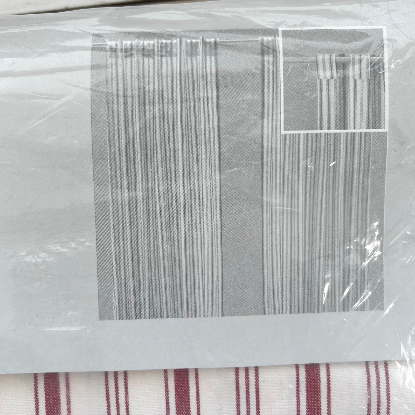 2 IKEA Alvine Smal Curtains Drapes Panels Red/White Ticking Stripe 57 x 98 NEW