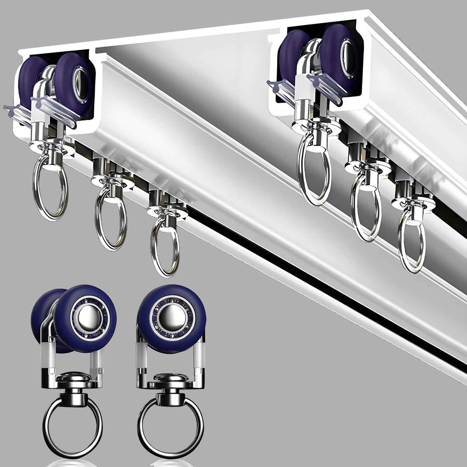 Silent Double Curtain Track Ceiling Mounted, Heavy-Duty Aluminum Room Divider…