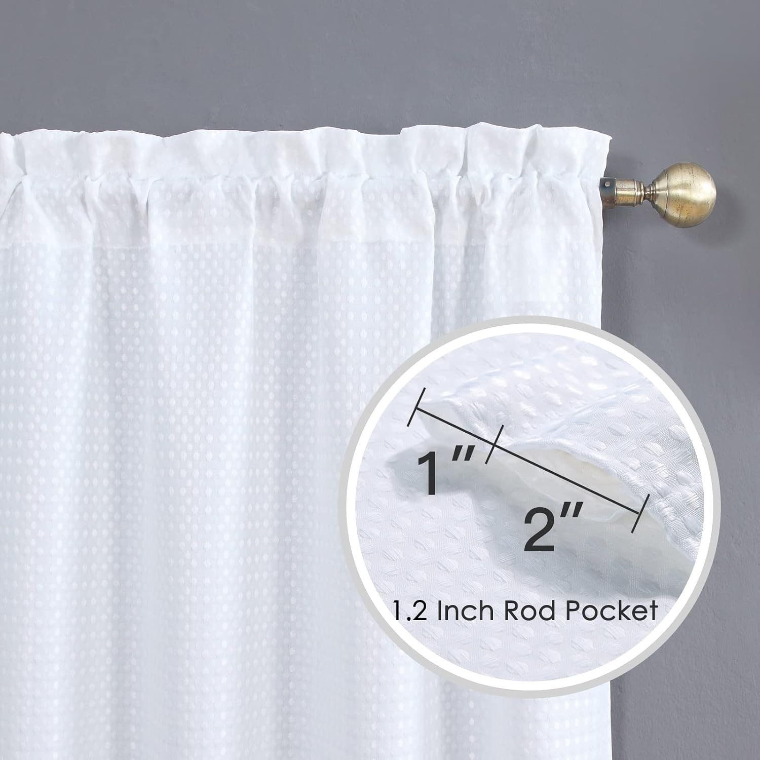 White Water Resistant Bathroom Window Curtain, Dot Waffle Textured Half Tier …